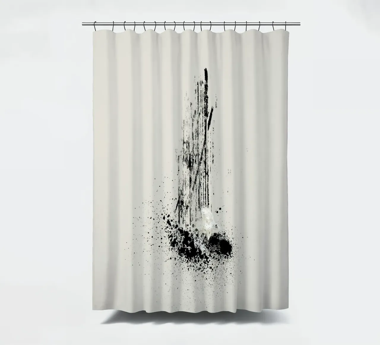 Modern and minimalist abstract with lines and paint splatter Duschvorhang von Imaginative