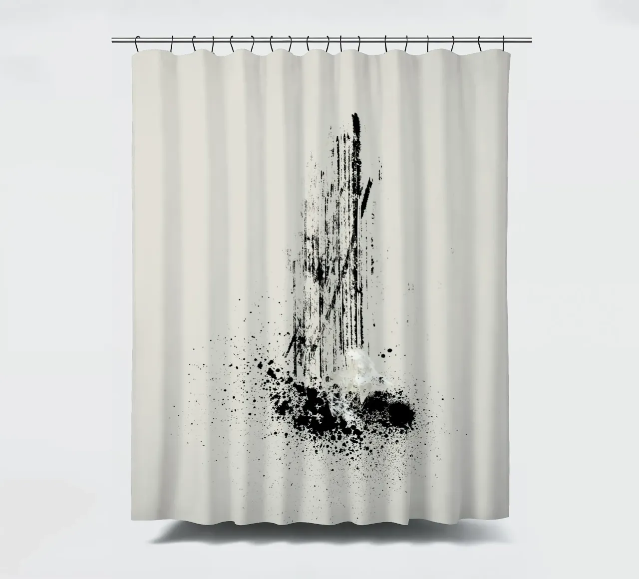 Modern and minimalist abstract with lines and paint splatter Duschvorhang von Imaginative