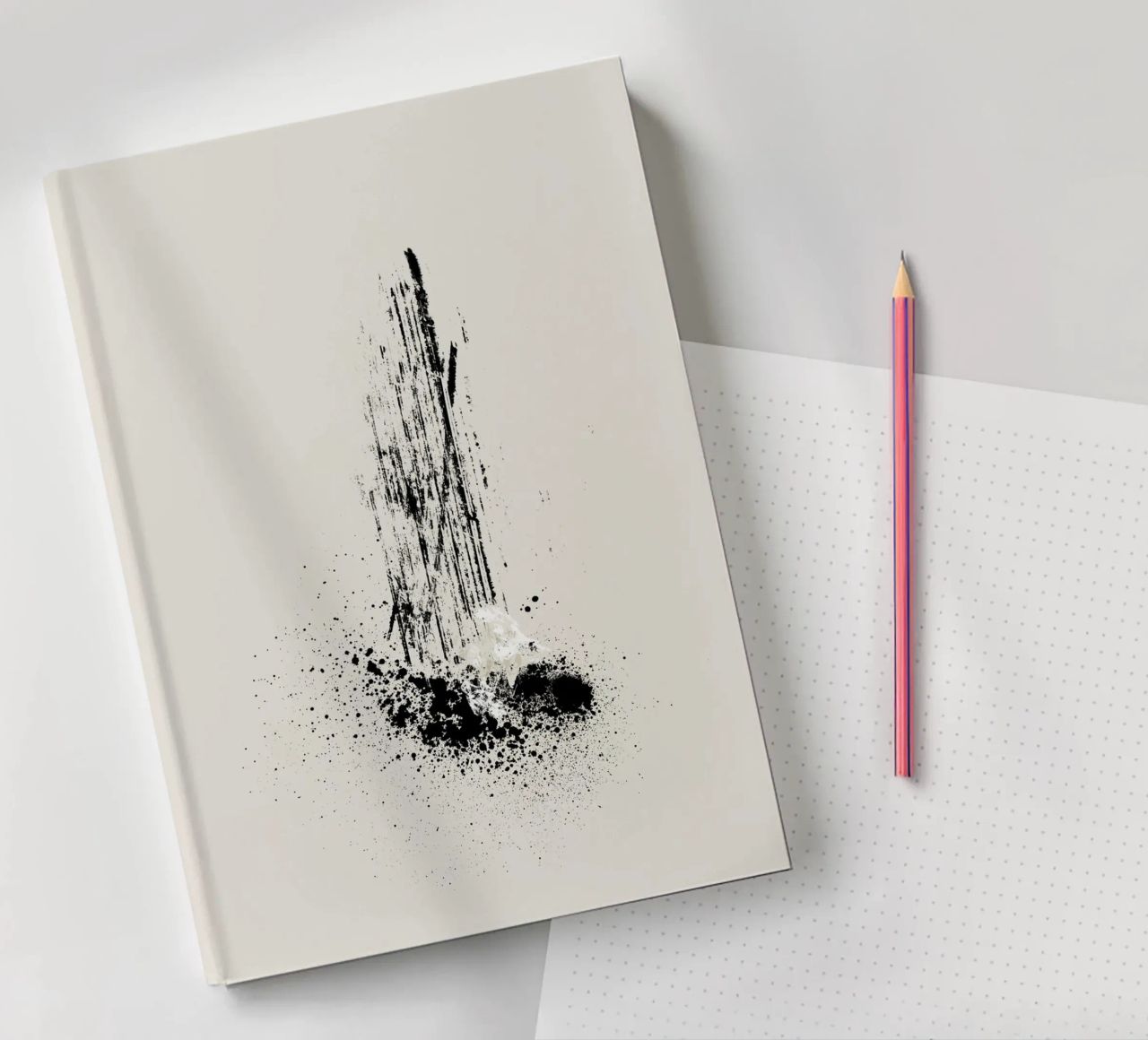 Modern and minimalist abstract with lines and paint splatter diario da Imaginative