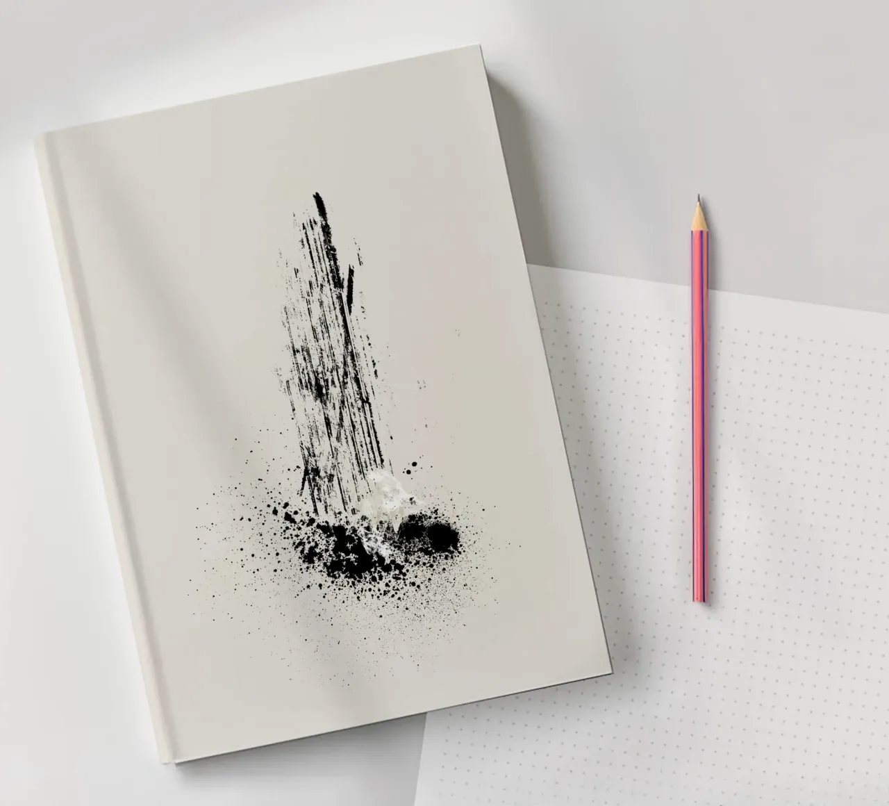 Modern and minimalist abstract with lines and paint splatter cuaderno de Imaginative