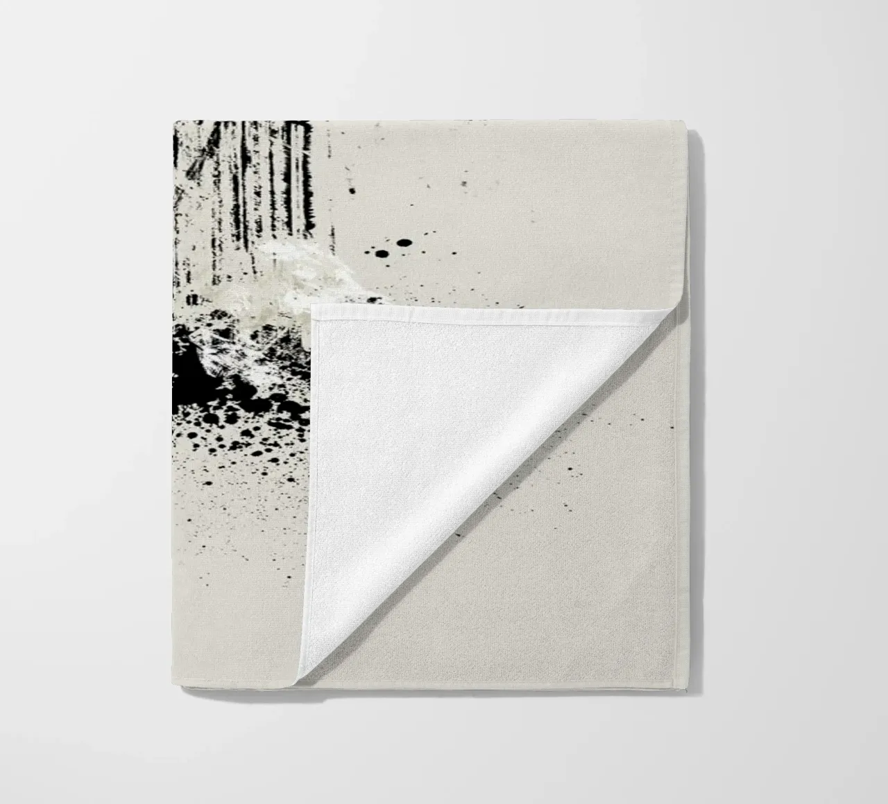 Modern and minimalist abstract with lines and paint splatter Strandtuch von Imaginative