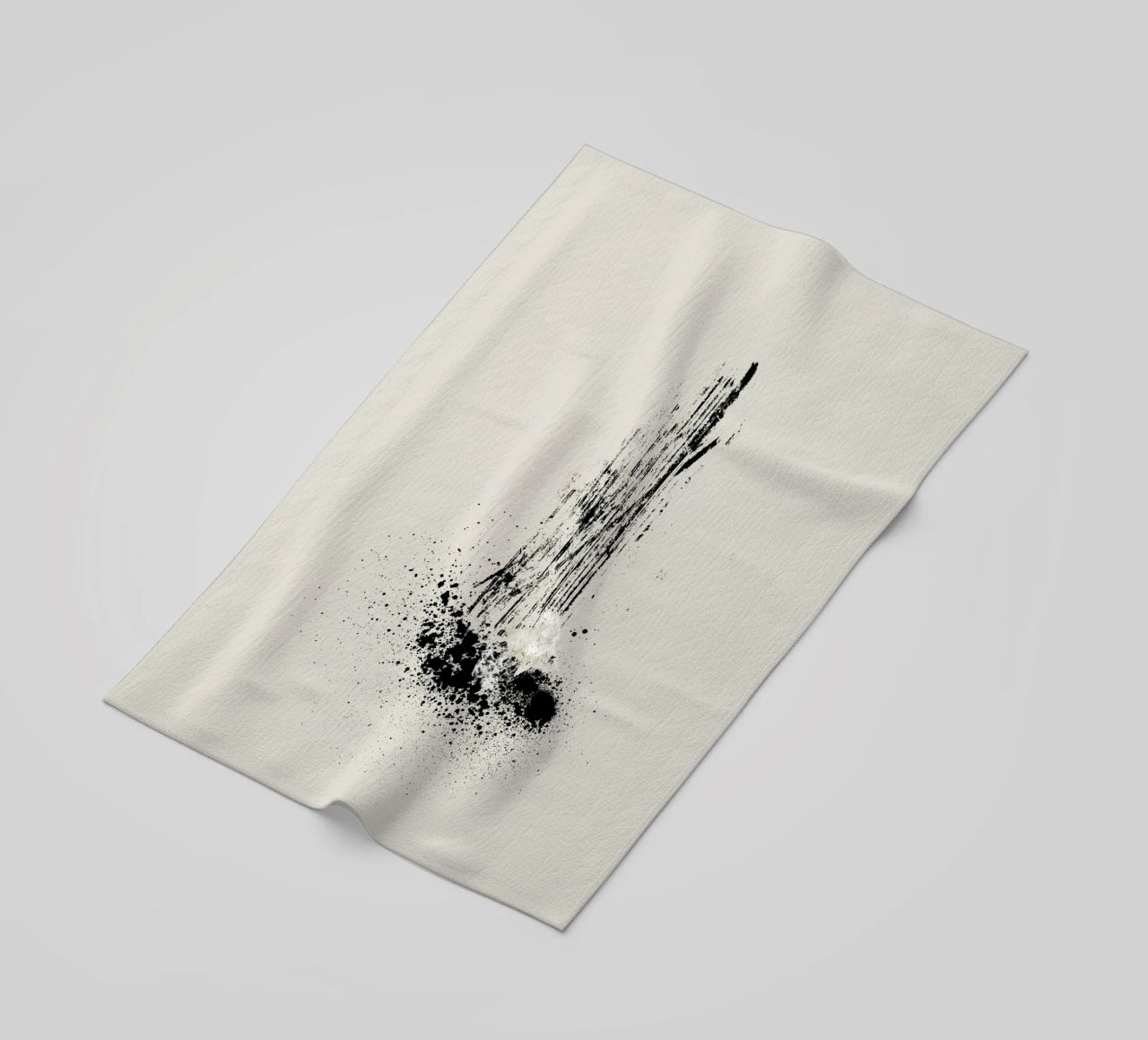 Modern and minimalist abstract with lines and paint splatter telo mare da Imaginative