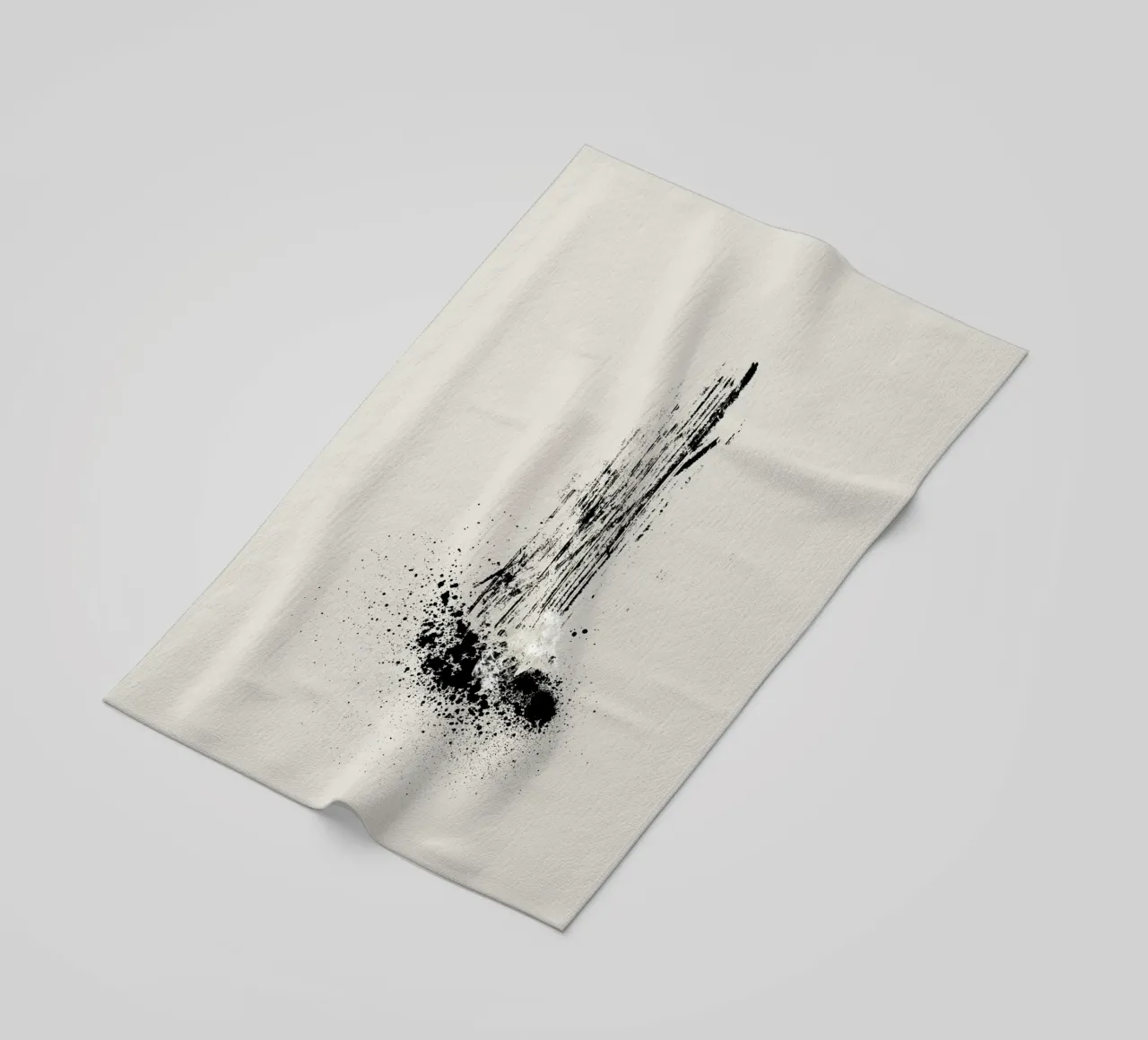 Modern and minimalist abstract with lines and paint splatter telo mare da Imaginative