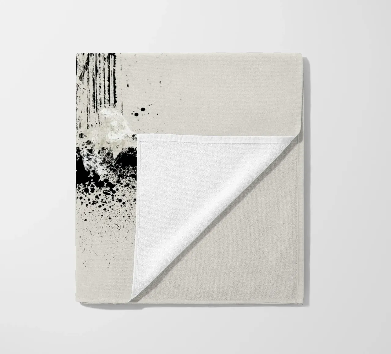 Modern and minimalist abstract with lines and paint splatter Strandtuch von Imaginative