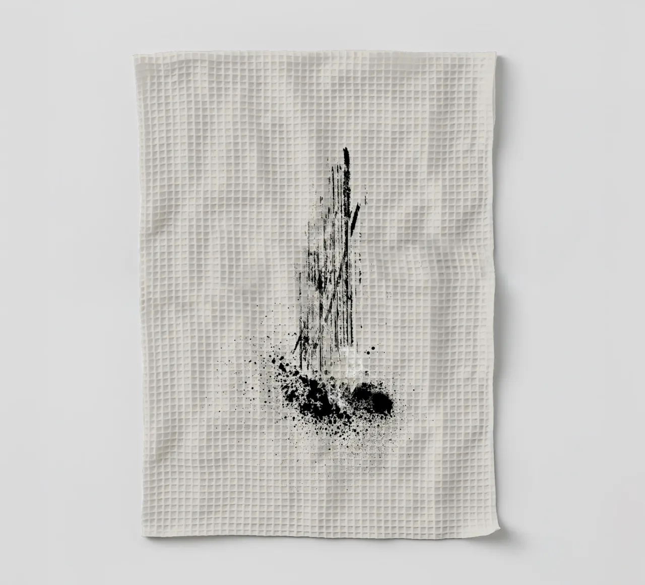Modern and minimalist abstract with lines and paint splatter torchon de Imaginative