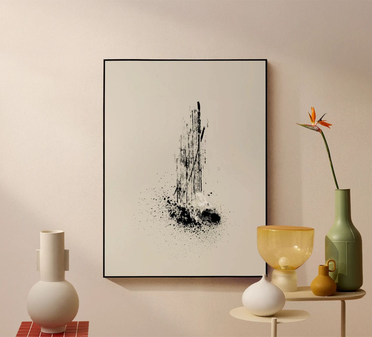 Modern and minimalist abstract with lines and paint splatter plexiglass da Imaginative