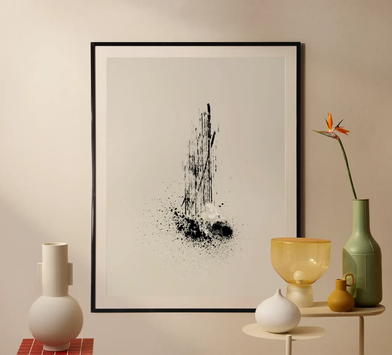 Modern and minimalist abstract with lines and paint splatter Hahnemühle von Imaginative