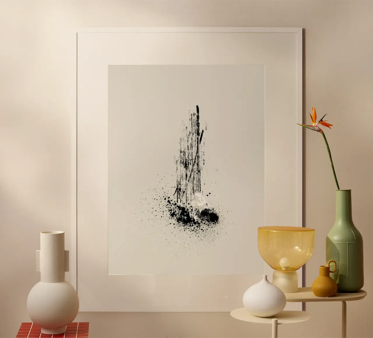 Modern and minimalist abstract with lines and paint splatter Hahnemühle von Imaginative