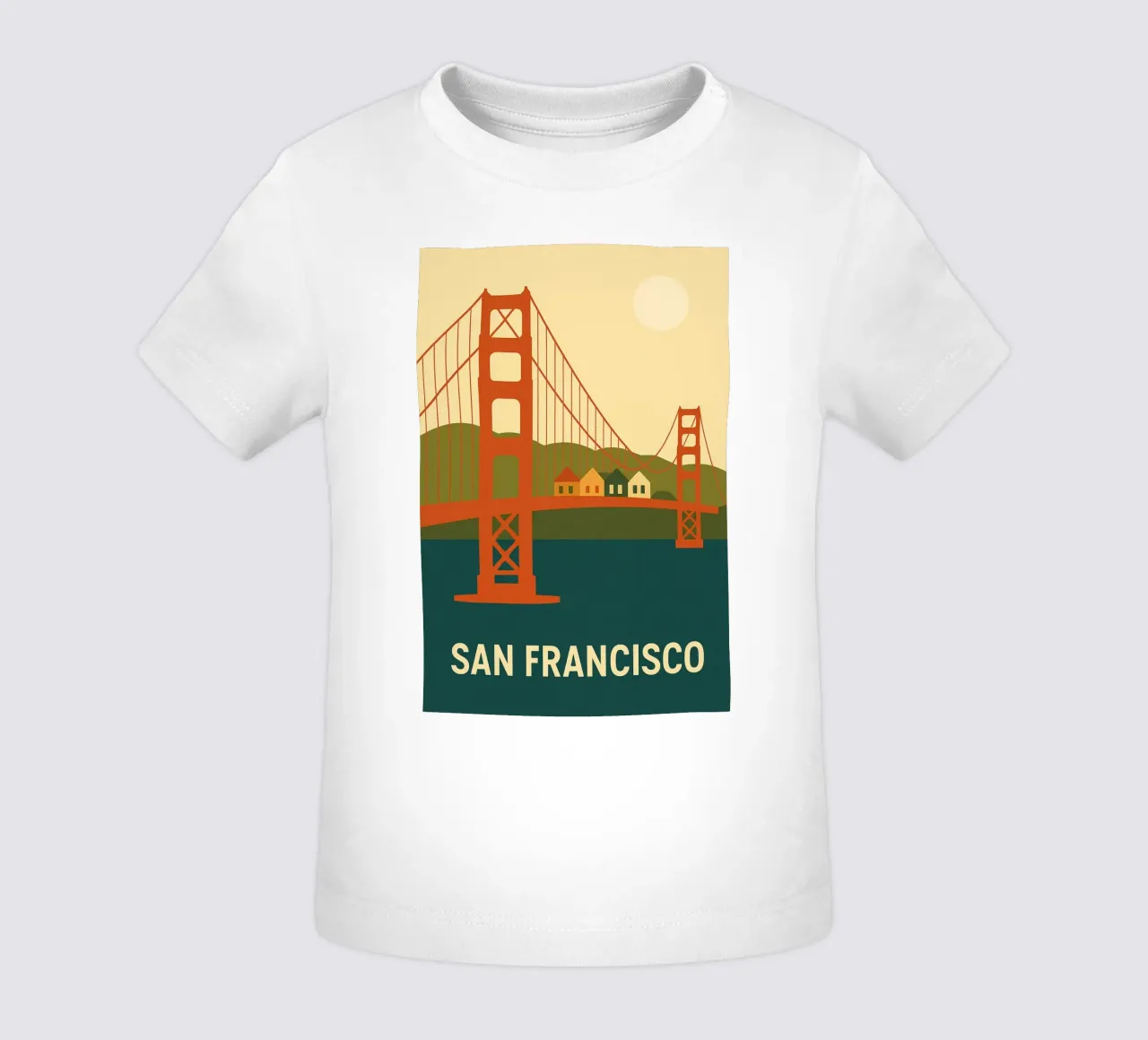 San Francisco – L’icône du Golden Gate en version graphique t-shirt pour bébé de JETLAG | affiches voyage