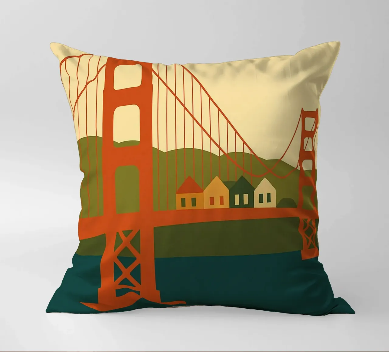San Francisco - A graphic version of the Golden Gate icon decorative cushion by JETLAG | affiches voyage