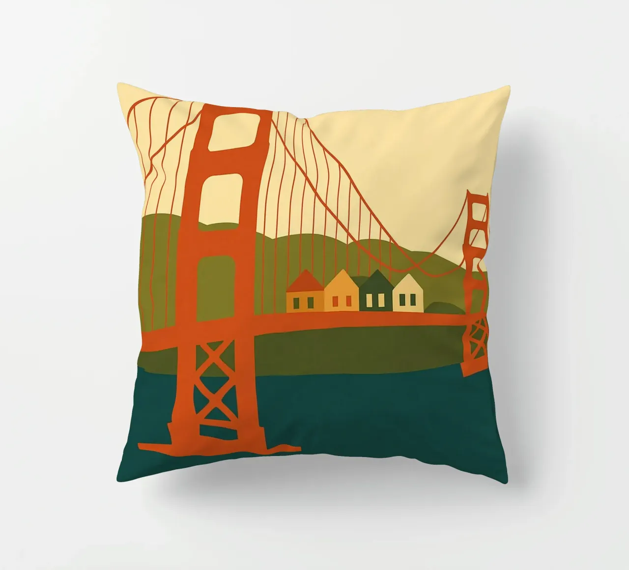 San Francisco - A graphic version of the Golden Gate icon decorative cushion by JETLAG | affiches voyage