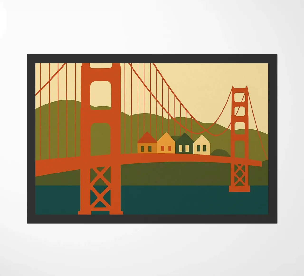 San Francisco - A graphic version of the Golden Gate icon doormat by JETLAG | affiches voyage