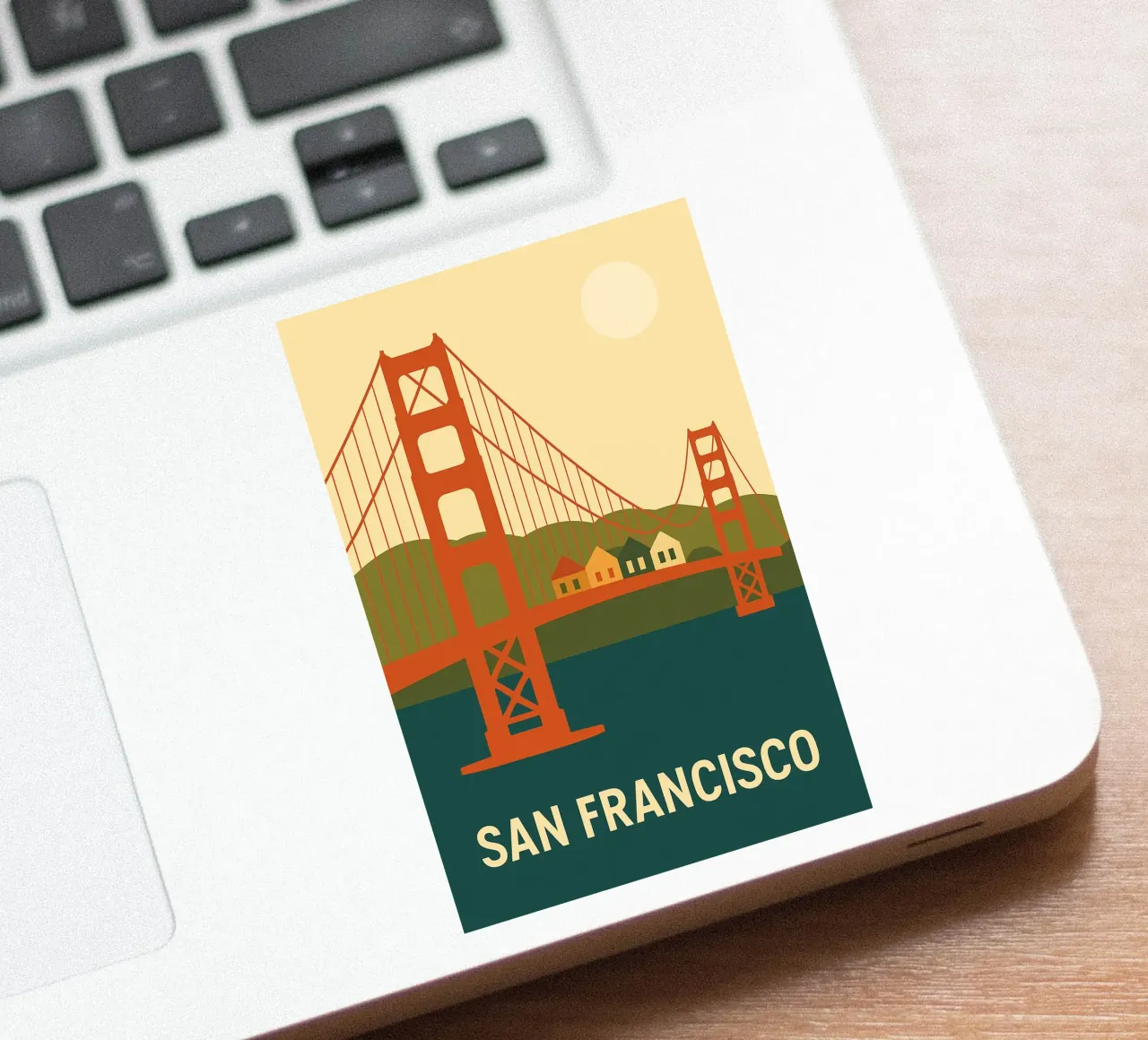 San Francisco - Die Ikone der Golden Gate Bridge in einer grafischen Version Sticker von JETLAG | affiches voyage
