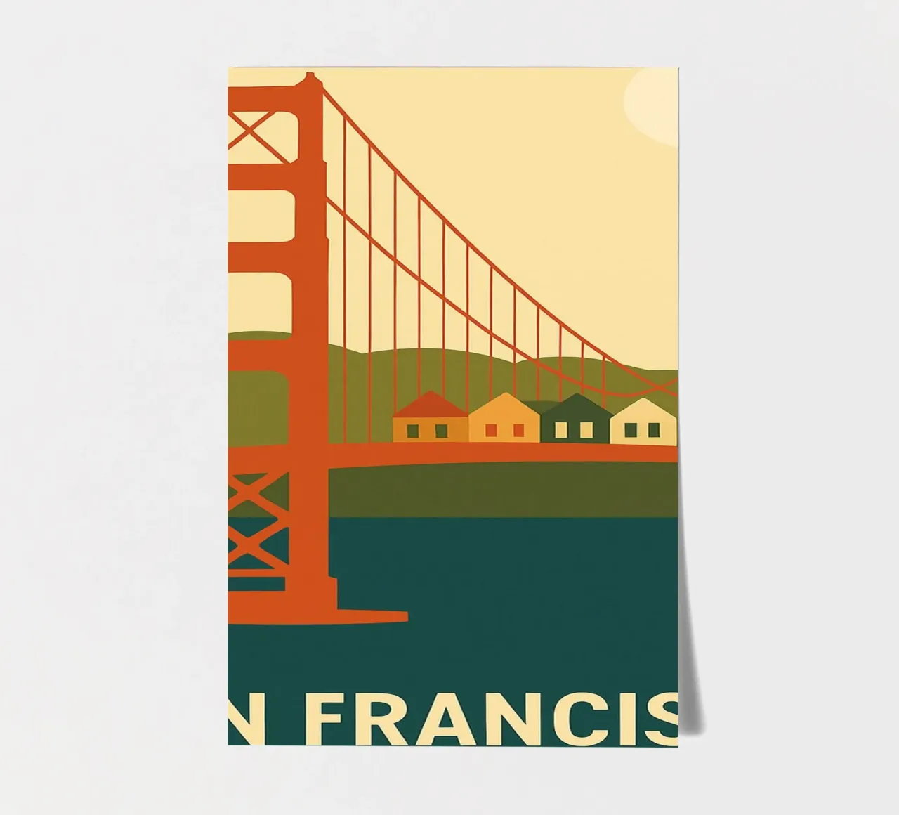 San Francisco - Die Ikone der Golden Gate Bridge in einer grafischen Version Stickerbogen von JETLAG | affiches voyage