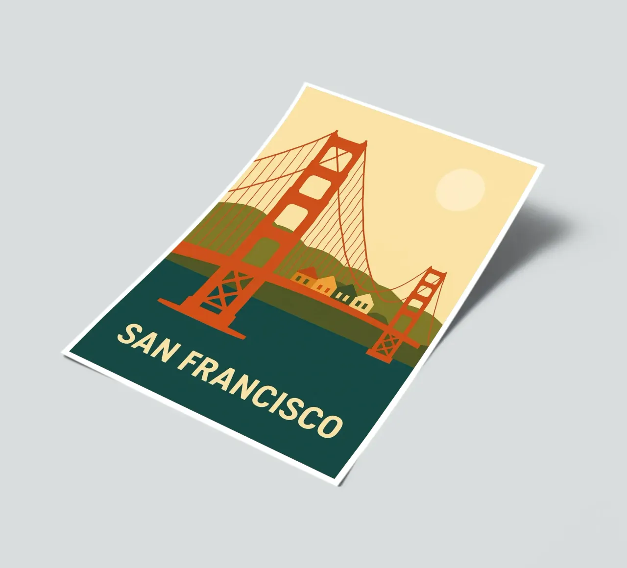 San Francisco - Die Ikone der Golden Gate Bridge in einer grafischen Version Stickerbogen von JETLAG | affiches voyage