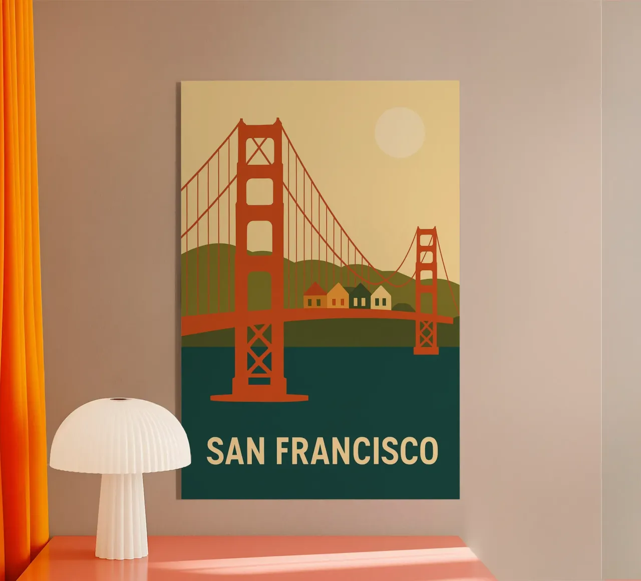 San Francisco - Die Ikone der Golden Gate Bridge in einer grafischen Version Acryl-Glas von JETLAG | affiches voyage