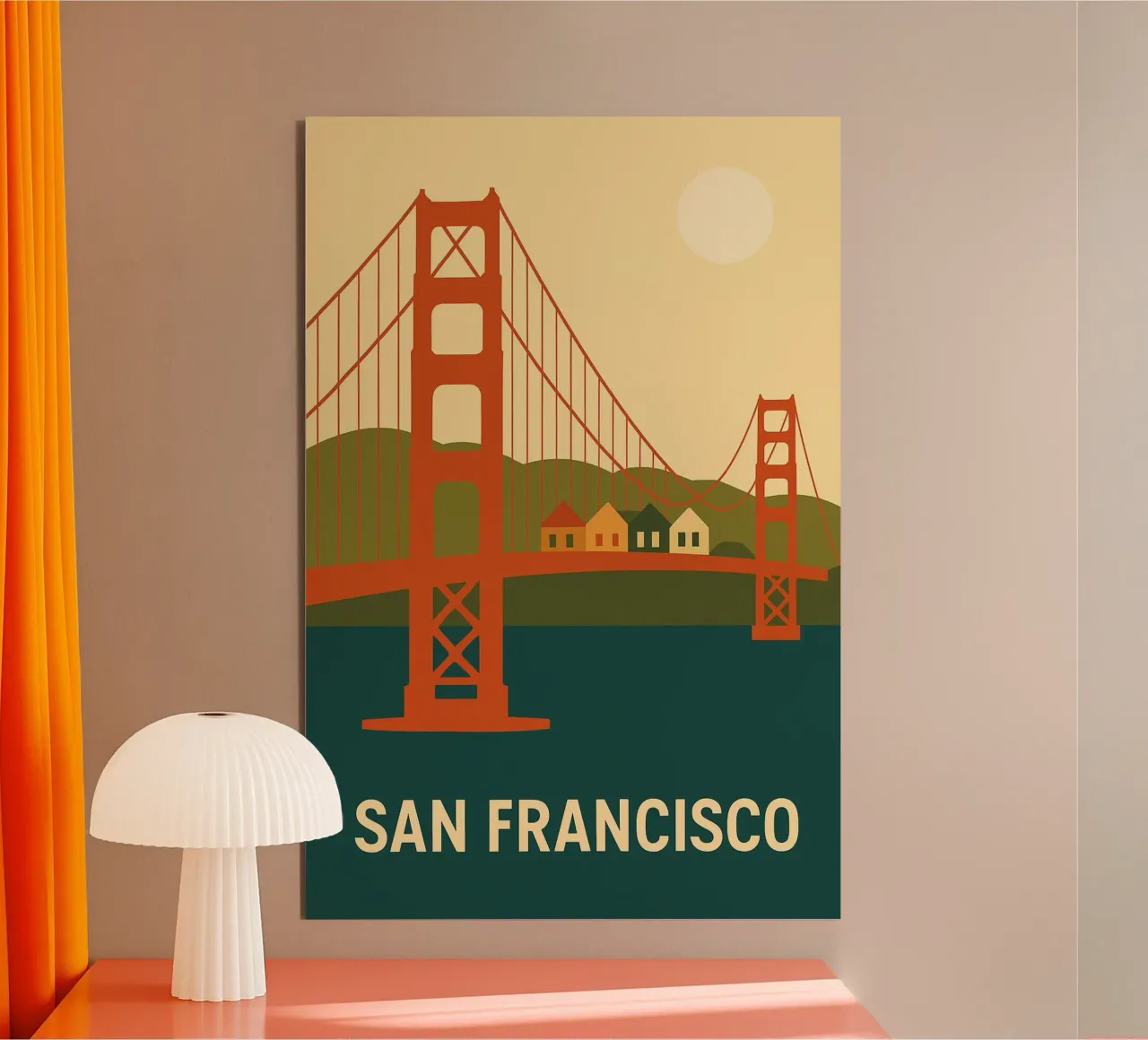 San Francisco - Die Ikone der Golden Gate Bridge in einer grafischen Version Alu-Dibond von JETLAG | affiches voyage
