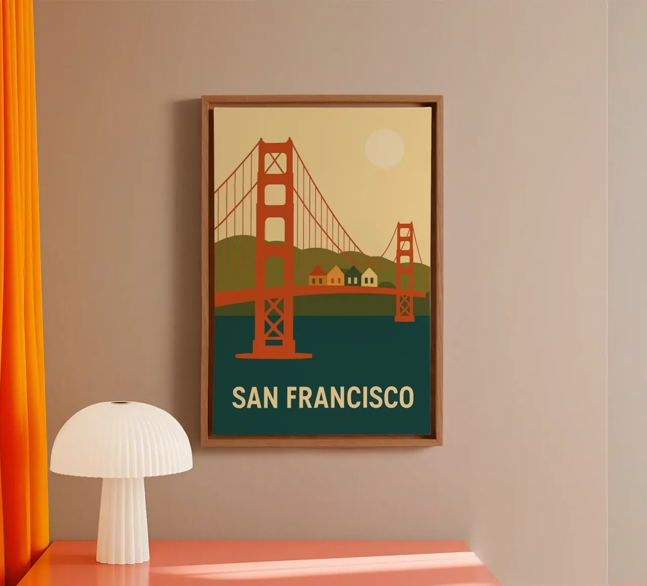 San Francisco - Die Ikone der Golden Gate Bridge in einer grafischen Version Leinwand von JETLAG | affiches voyage