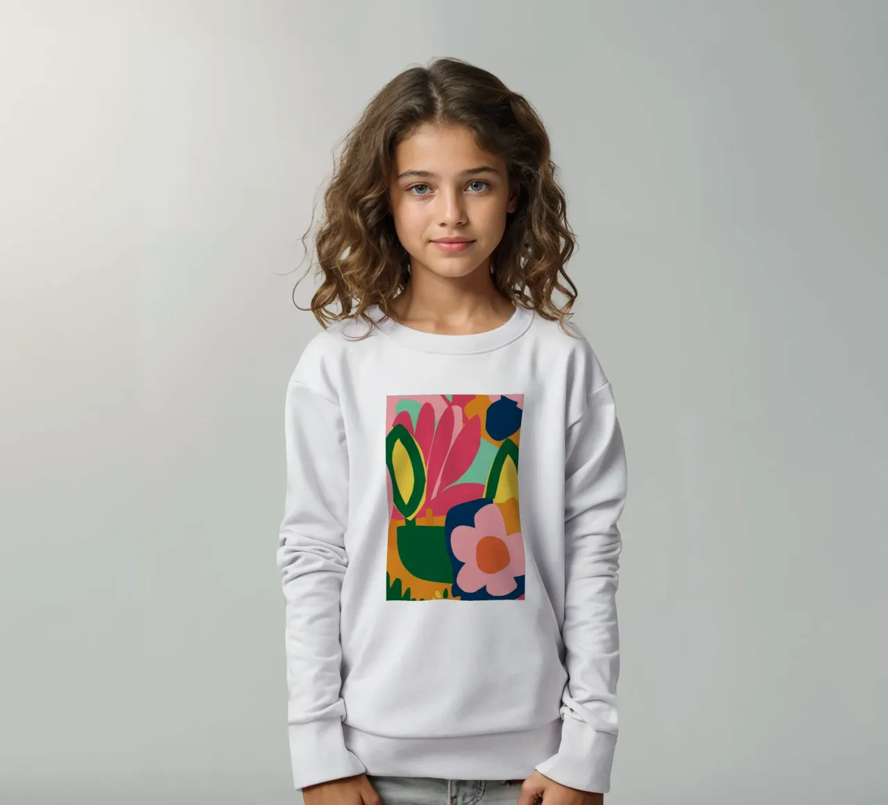 Chromatic Petal Dance kids sweatshirt by Ember Stone