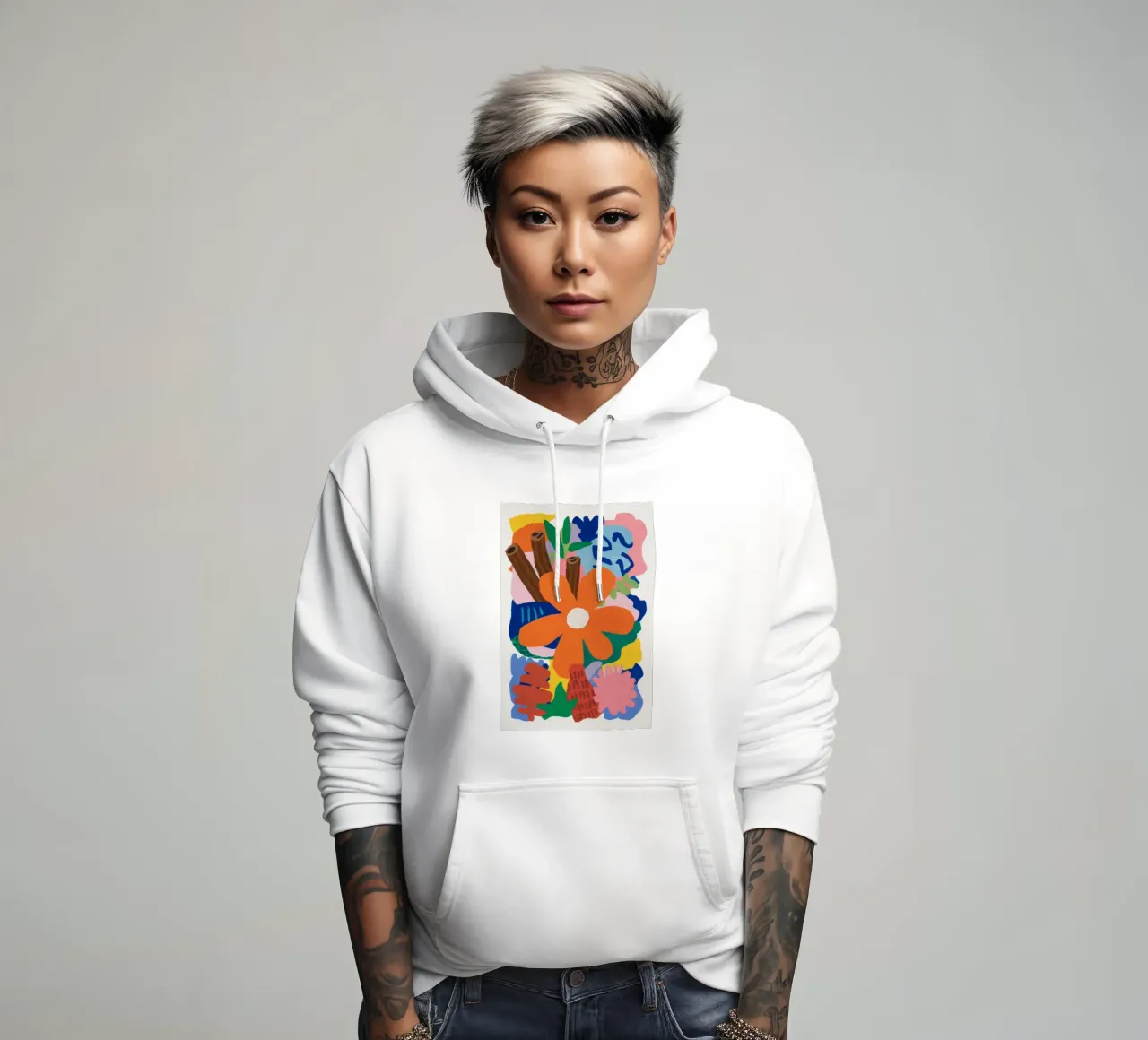 Ráfaga botánica abstracta sudadera con capucha de Ember Stone