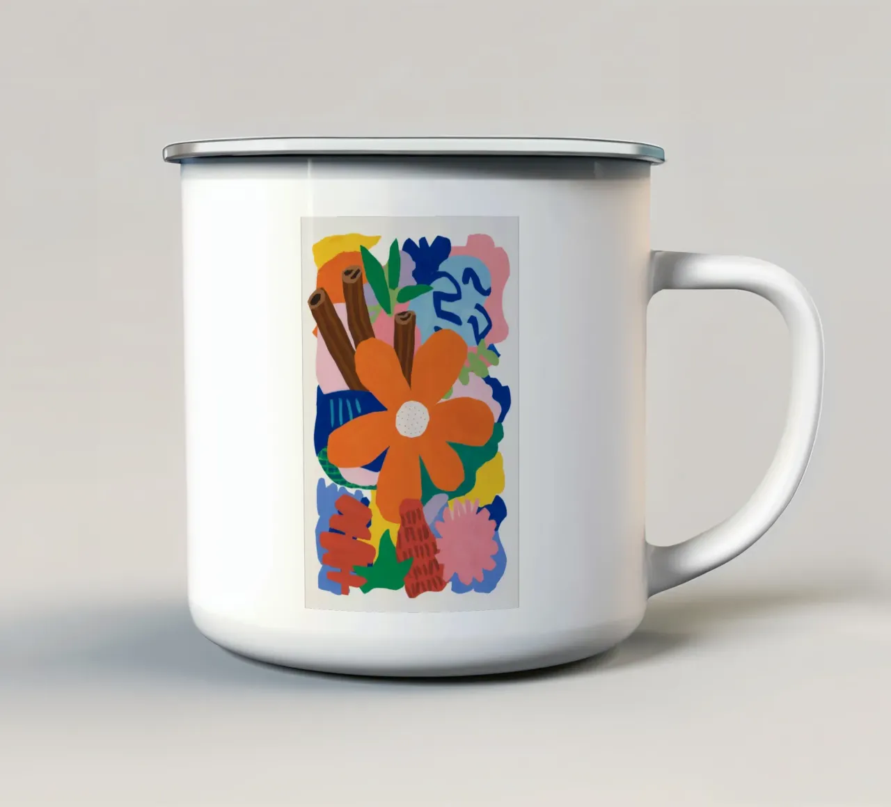 Abstrakte botanische Explosion Emaille Tasse von Ember Stone