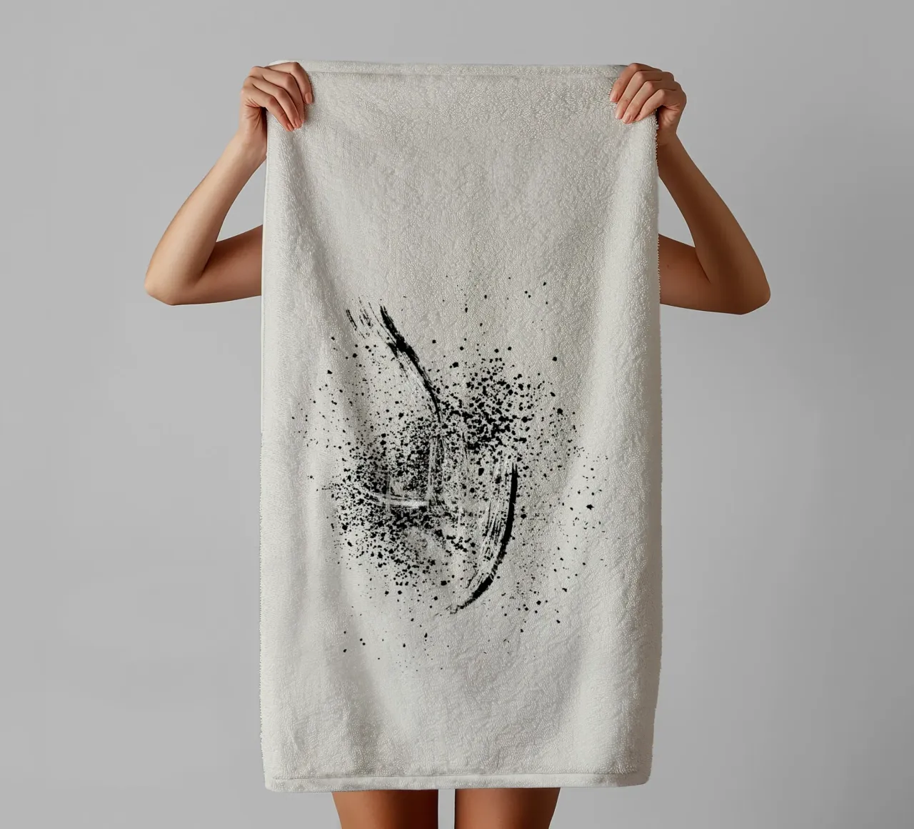 Paint splatters with white and black lines asciugamano da bagno da Imaginative