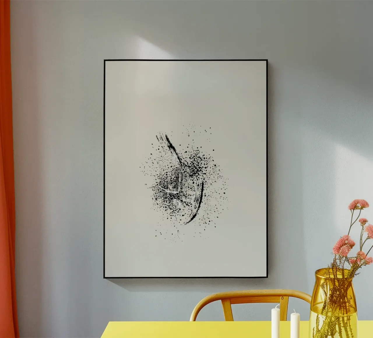 Paint splatters with white and black lines plexiglass da Imaginative
