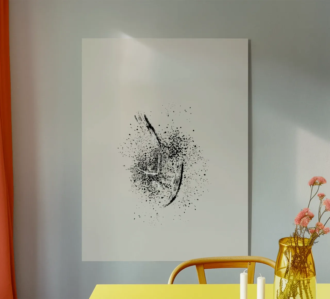 Paint splatters with white and black lines plexiglass da Imaginative