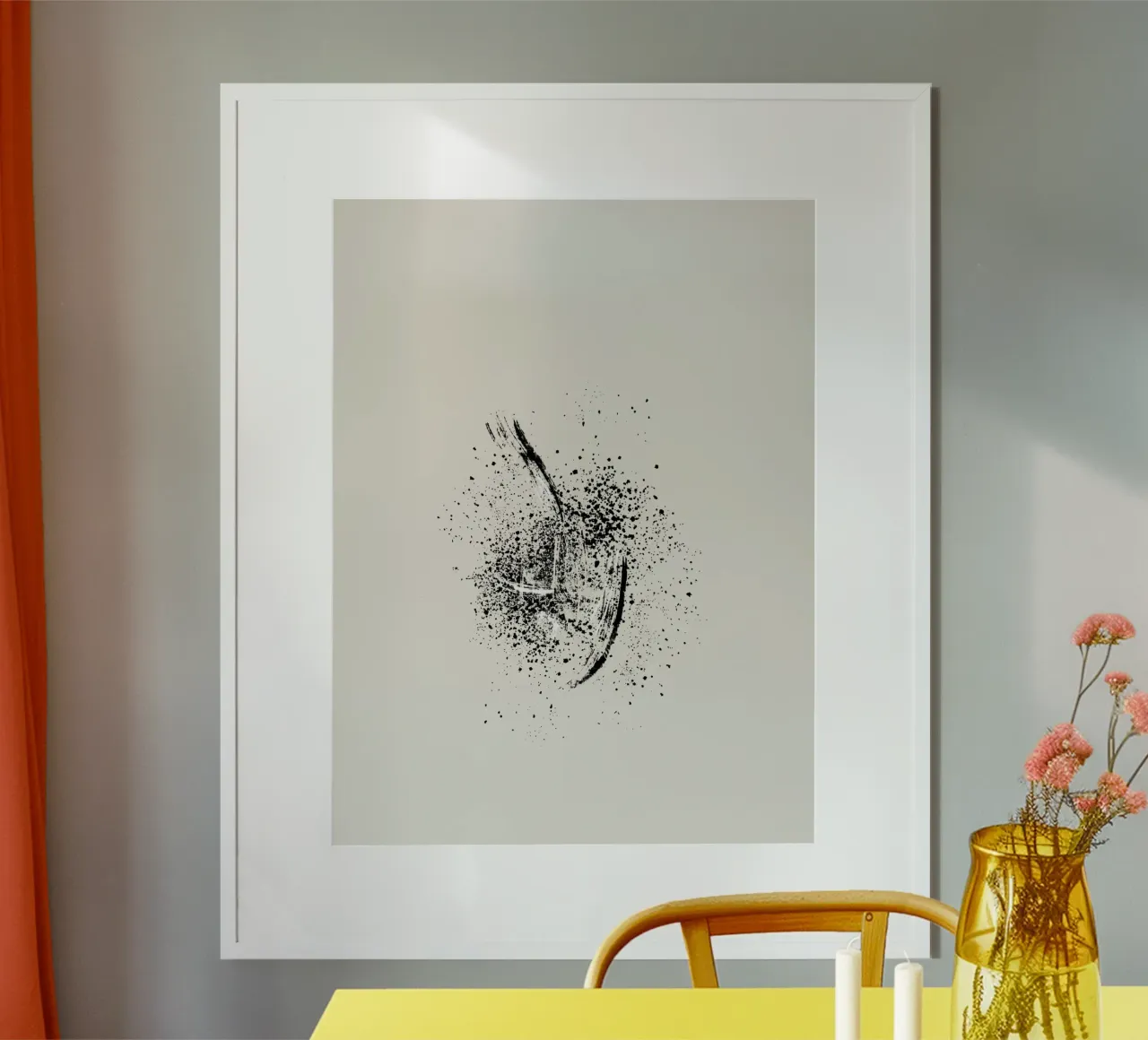 Paint splatters with white and black lines carta hahnemühle da Imaginative