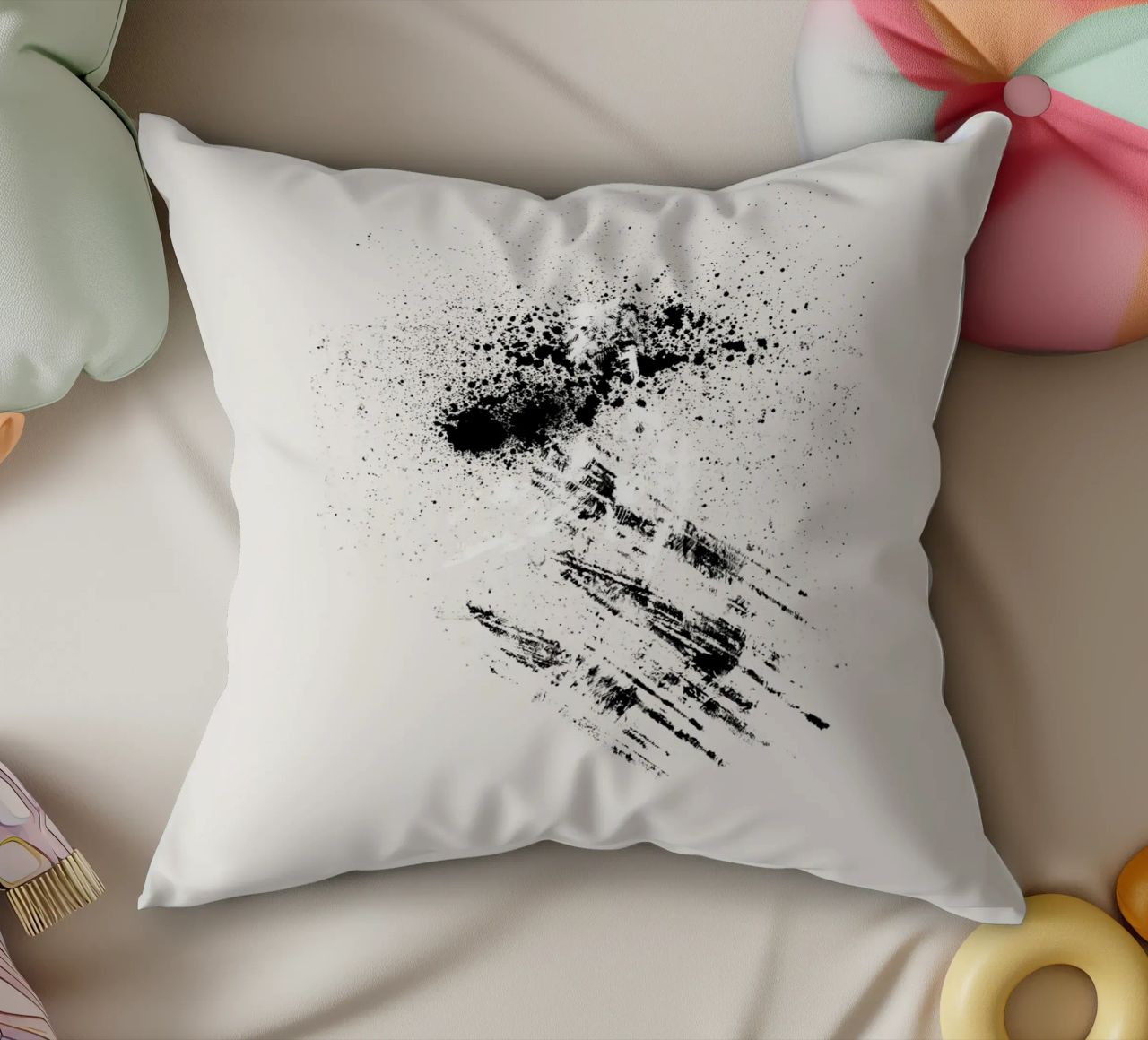 Modern abstract with cream white background cuscino da Imaginative