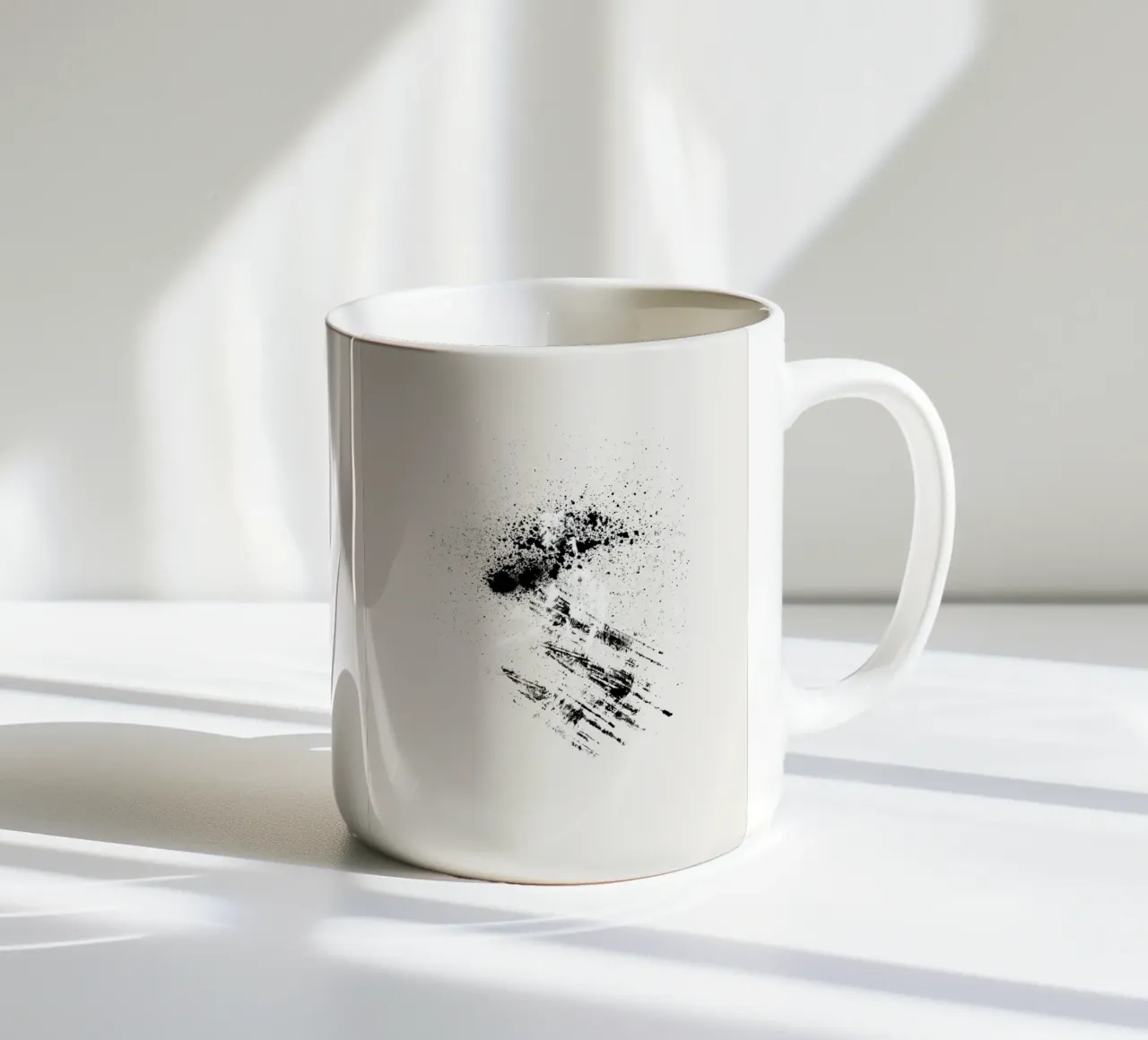 Modern abstract with cream white background Keramik Tasse von Imaginative
