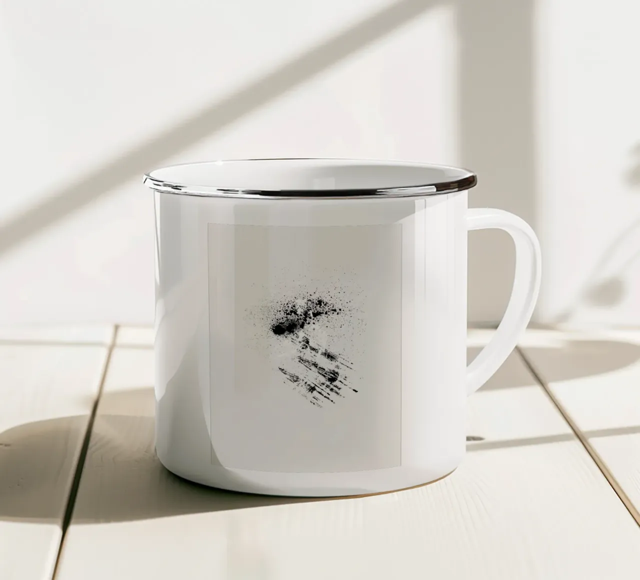 Modern abstract with cream white background Emaille Tasse von Imaginative