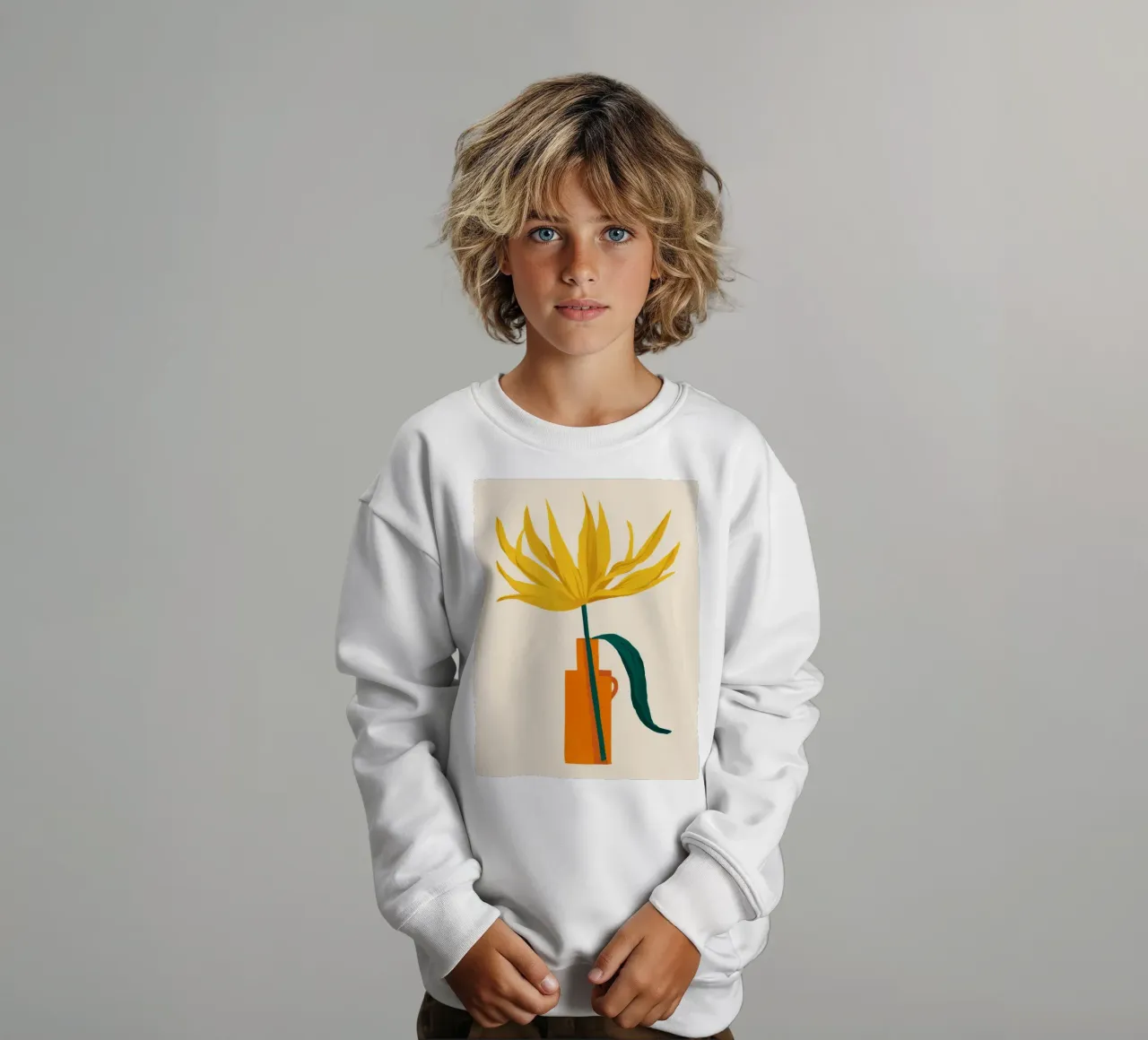 Minimalist Solar Bloom kids sweatshirt by Ember Stone