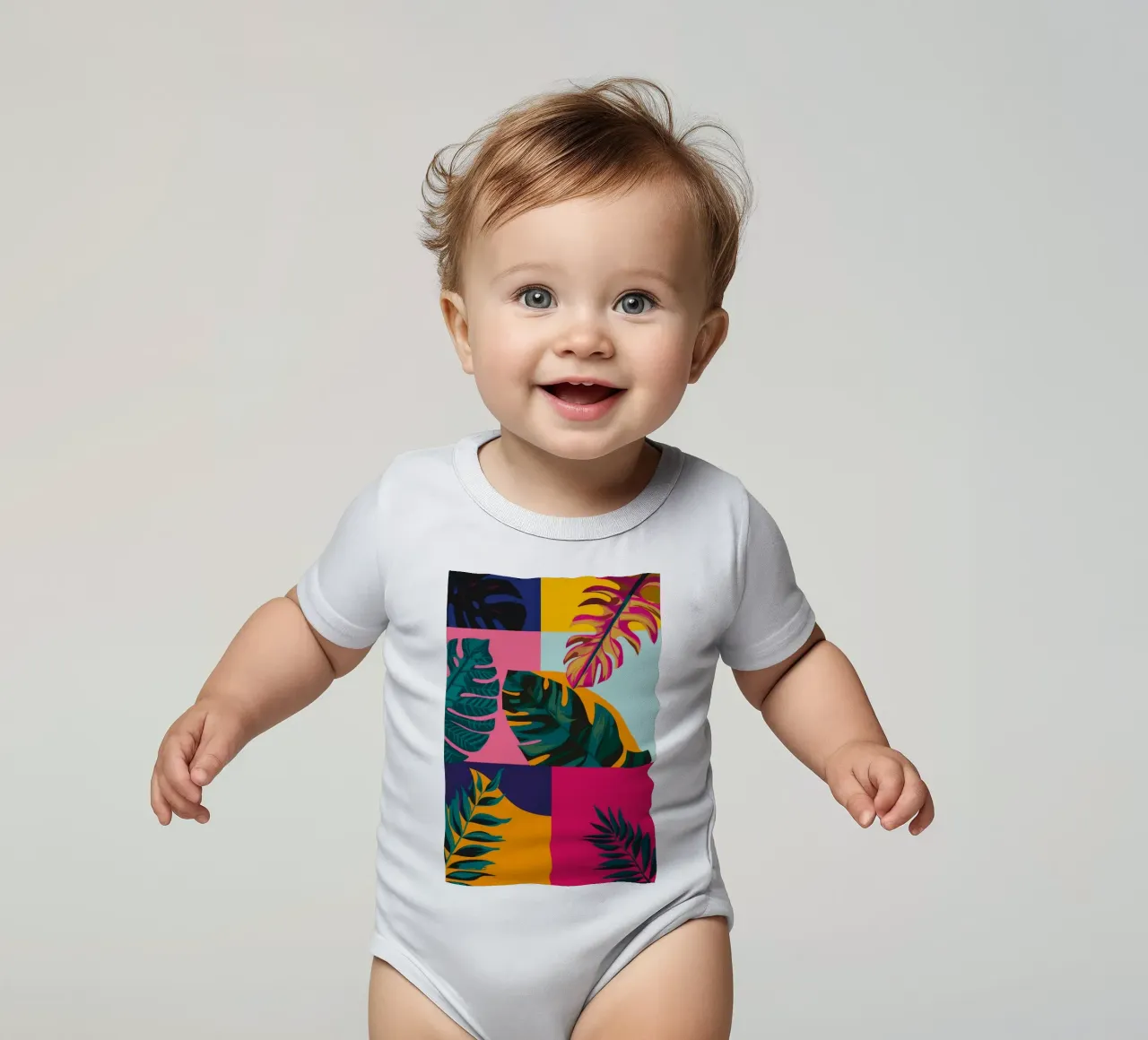 Geo patchwork tropicale body neonato maniche corte da Ember Stone