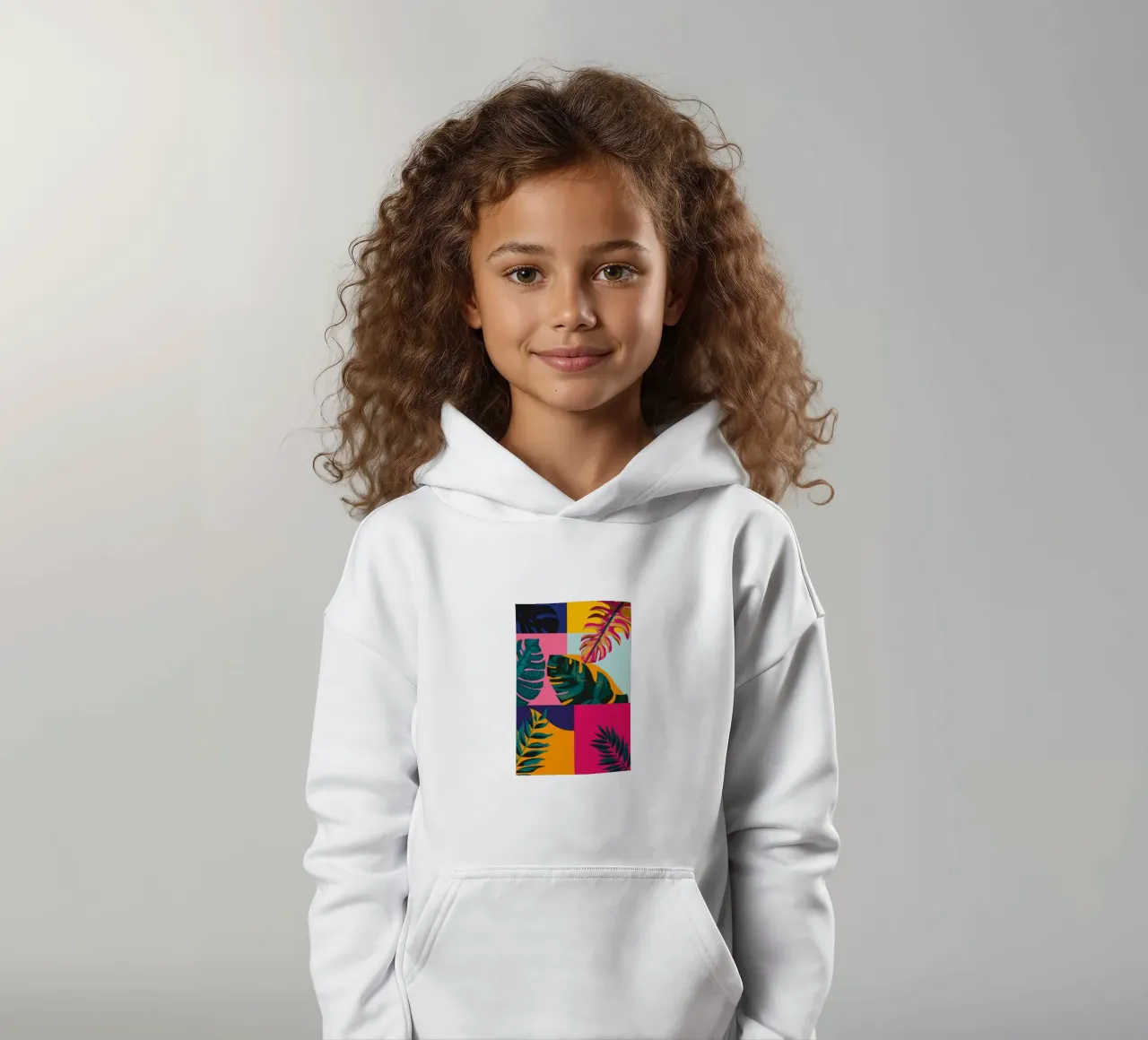 Tropical Geo Patchwork kids hoodie by Ember Stone