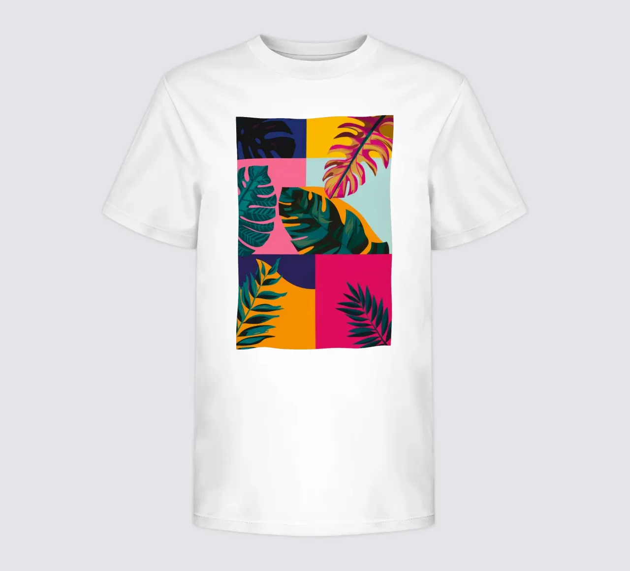Tropical Geo Patchwork kids t-shirt by Ember Stone
