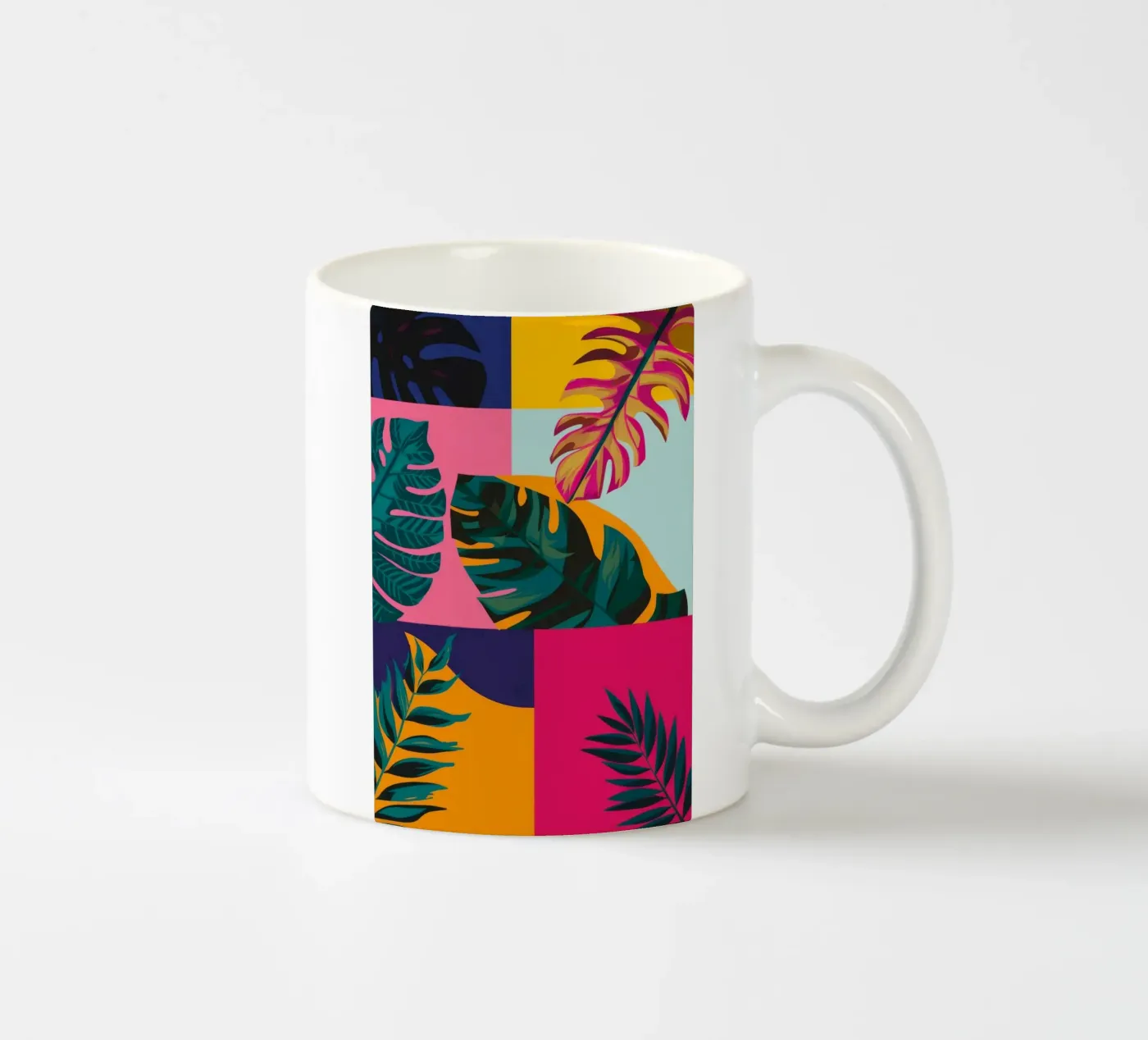 Tropical Geo Patchwork ceramic mug by Ember Stone