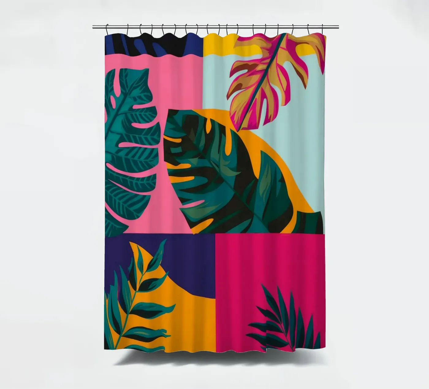 Tropisch geopatchwork douchegordijn van Ember Stone