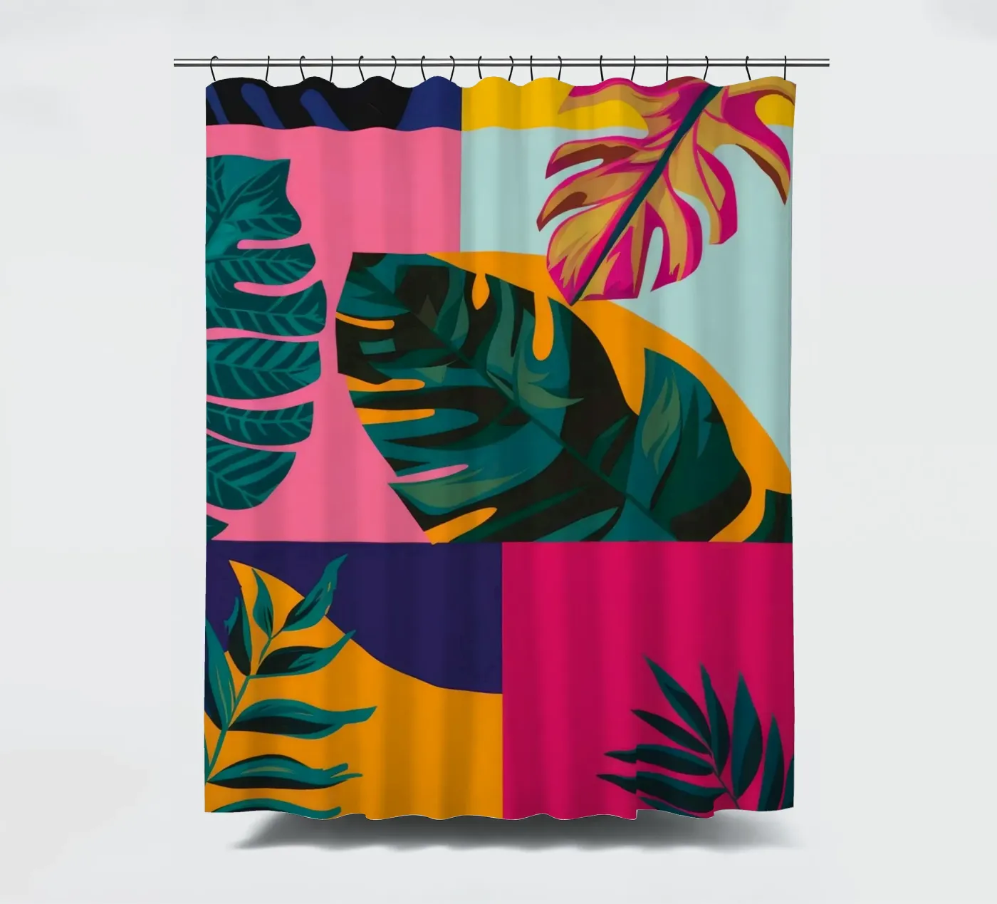 Tropisch geopatchwork douchegordijn van Ember Stone