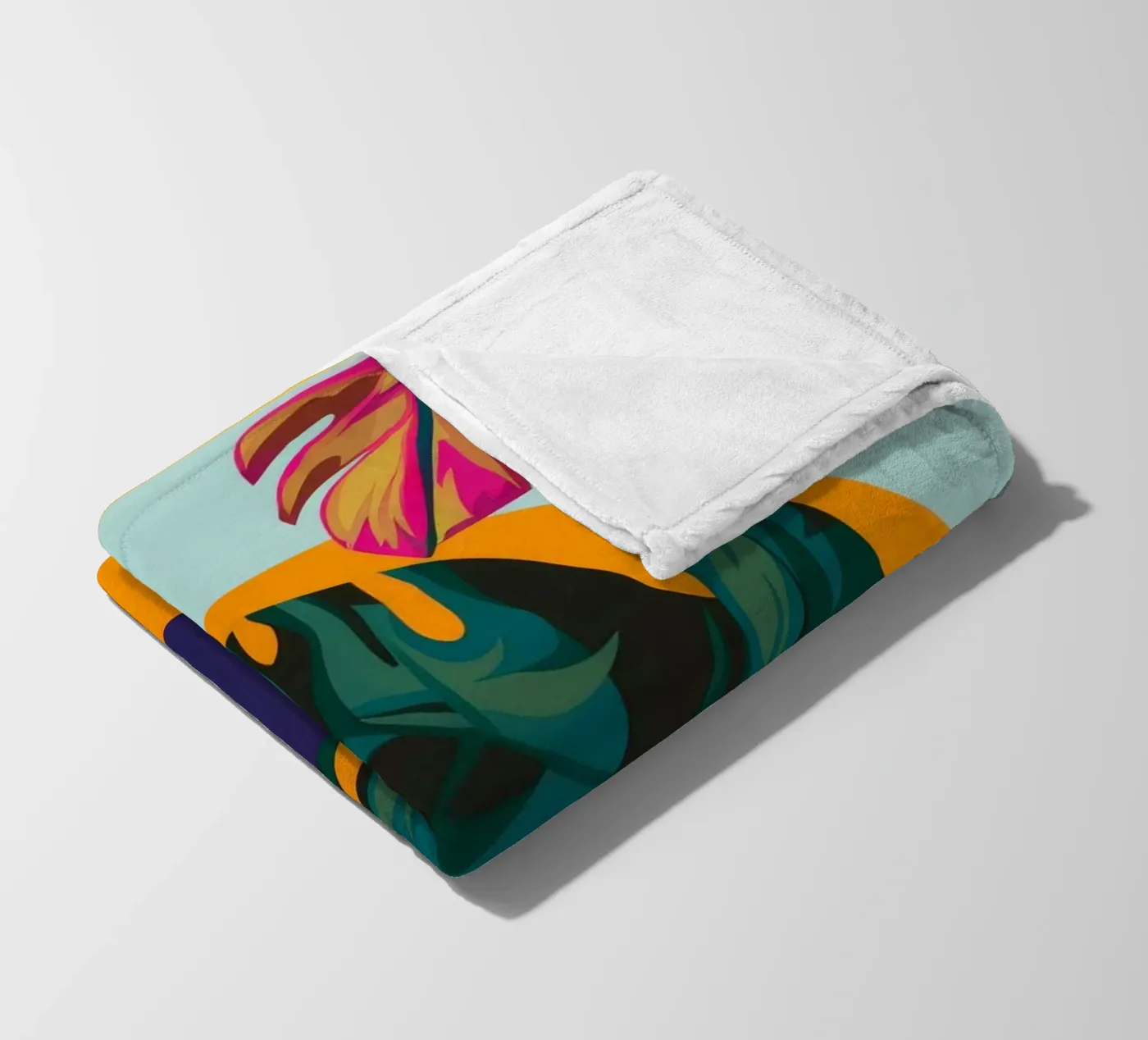 Tropical Geo Patchwork fleece blanket by Ember Stone