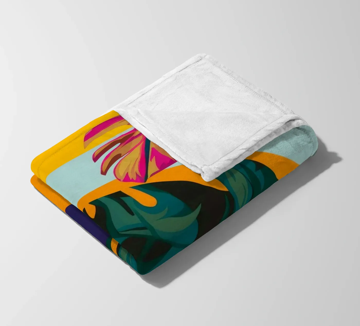 Tropical Geo Patchwork fleece blanket by Ember Stone