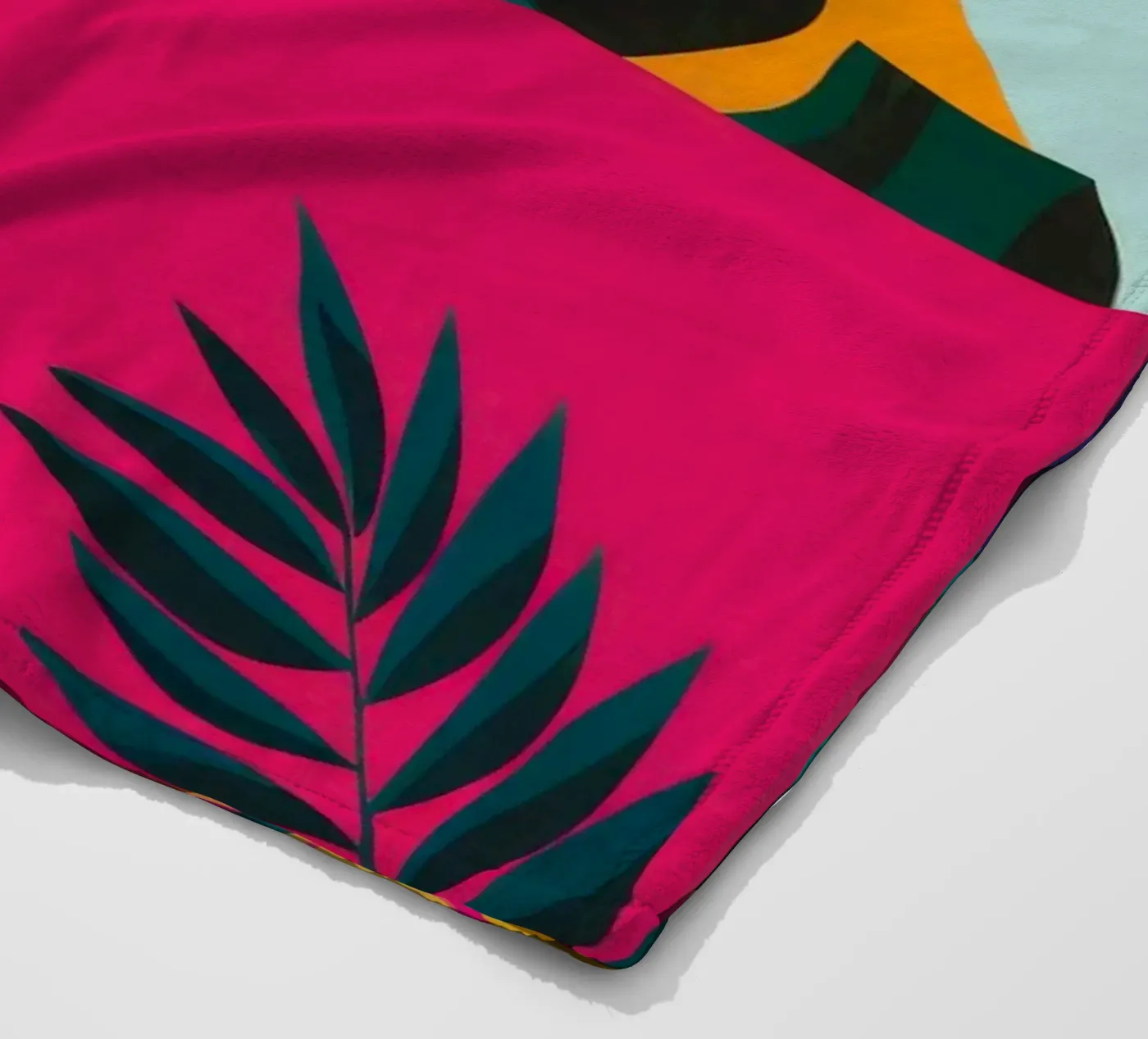 Tropical Geo Patchwork fleece blanket by Ember Stone