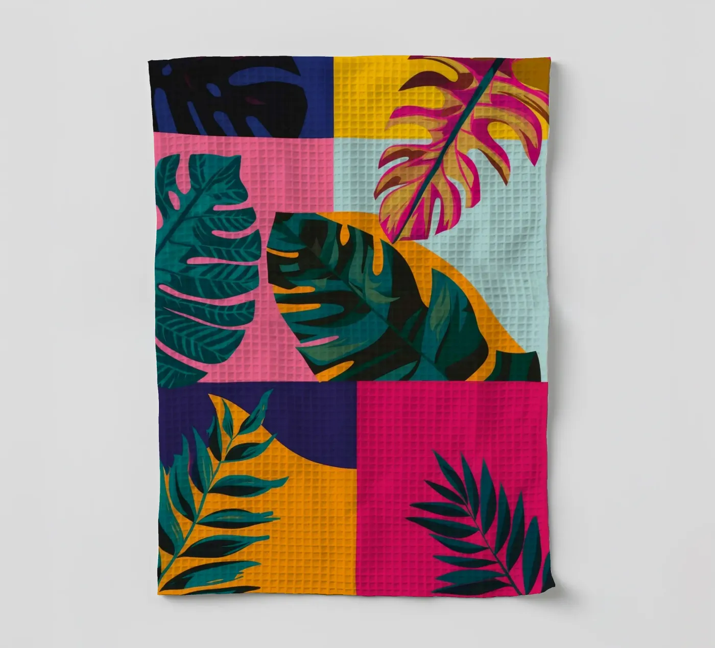 Tropical Geo Patchwork tea towel by Ember Stone