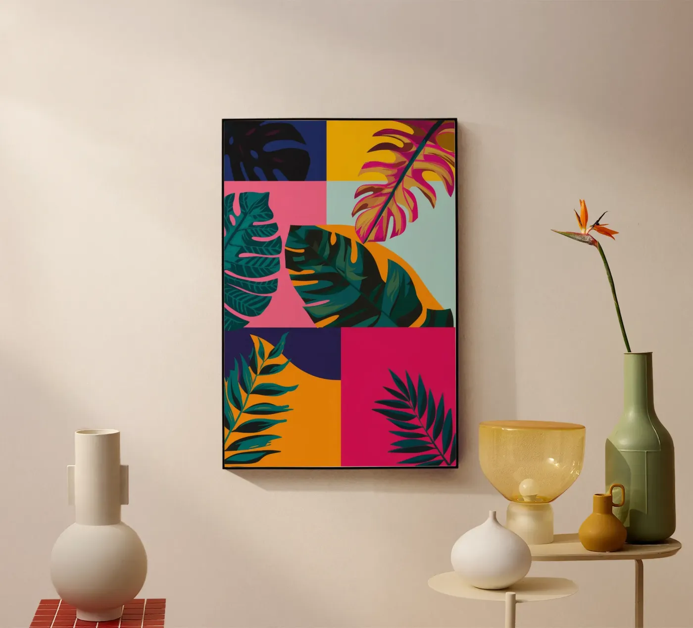 Patchwork géo tropical plexiglas de Ember Stone