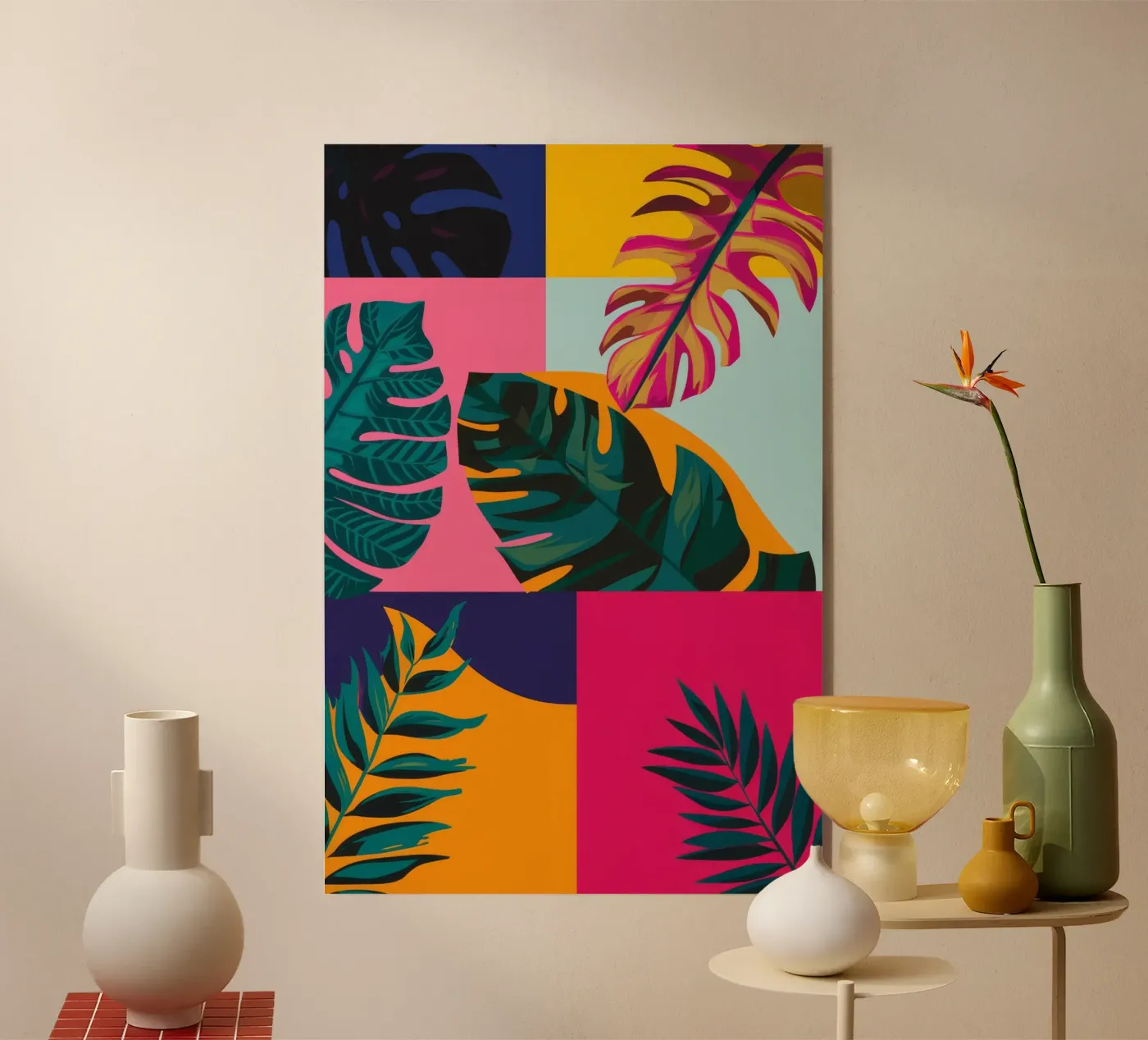 Patchwork géo tropical plexiglas de Ember Stone