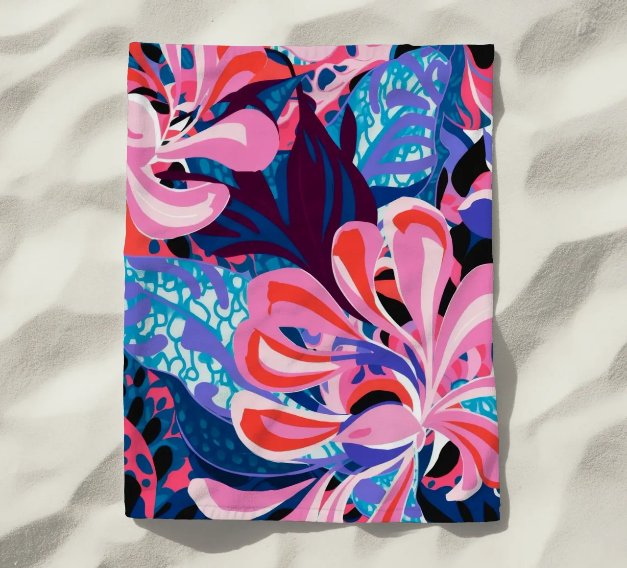 Explosive Pink Bloom beach towel by Ember Stone