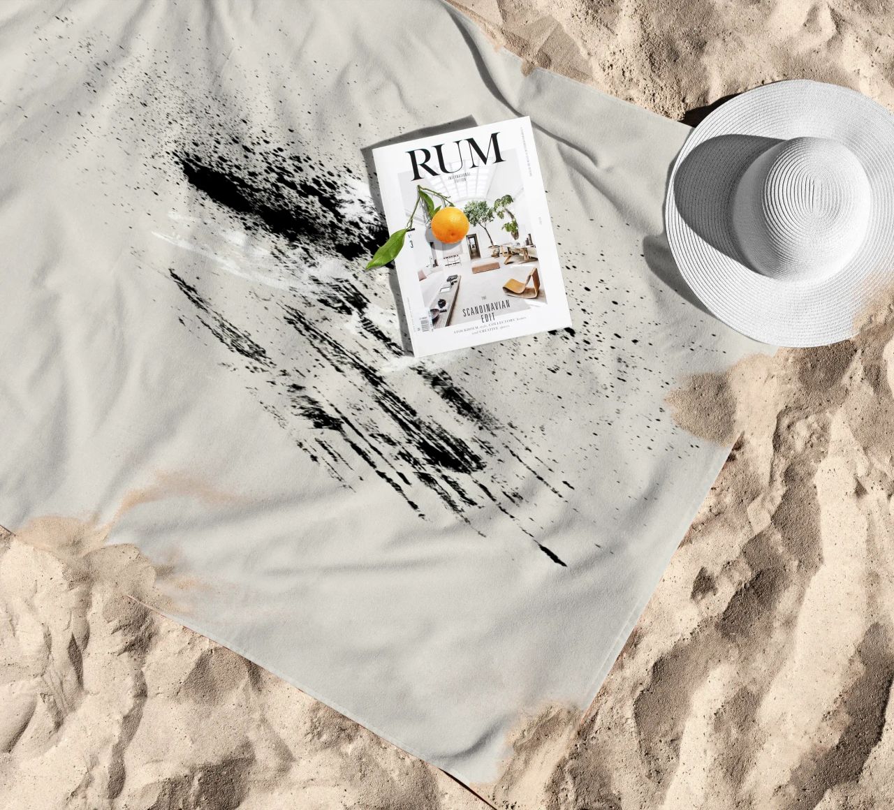 Modern abstract with beige background telo mare da Imaginative