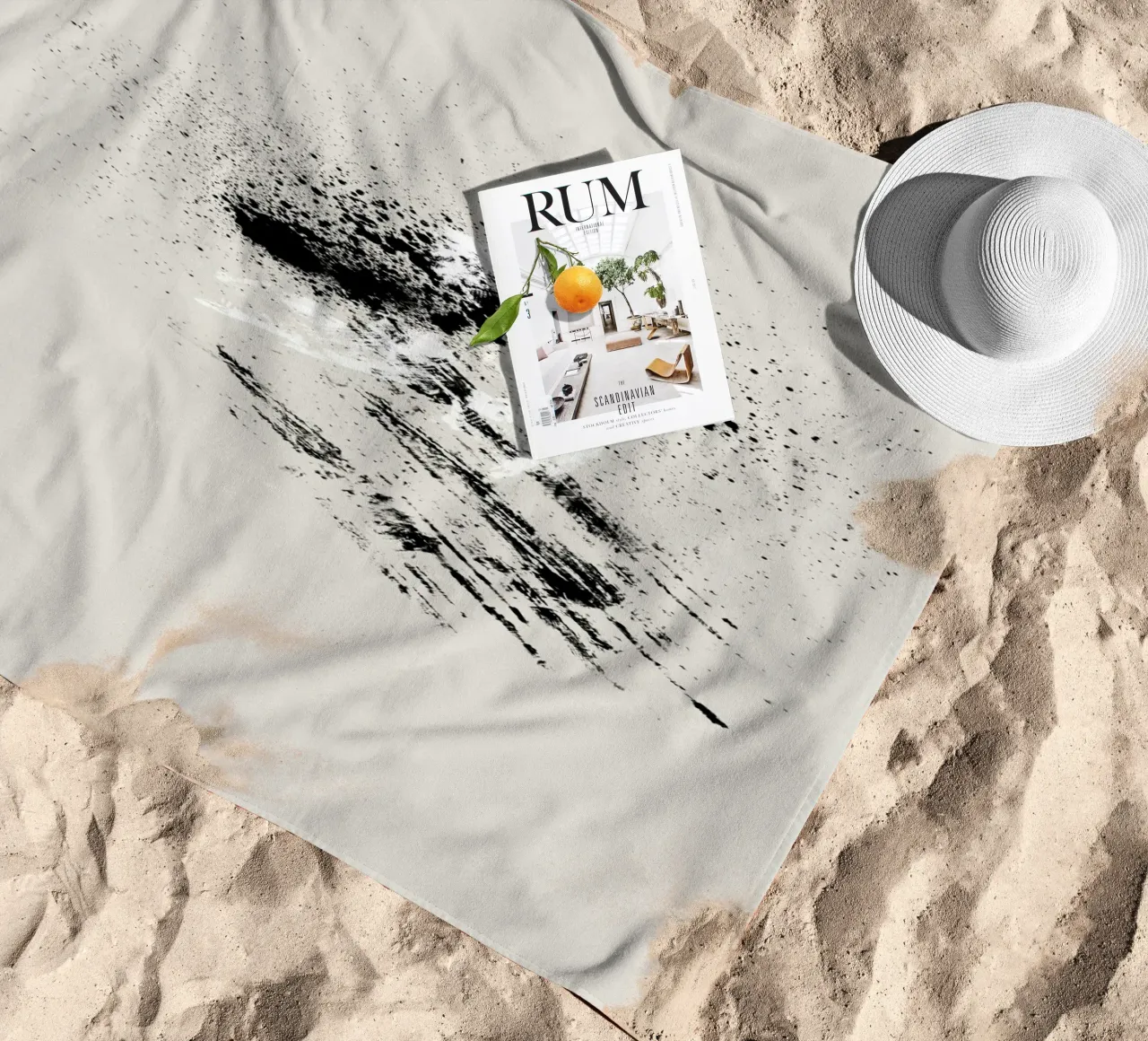 Modern abstract with beige background telo mare da Imaginative