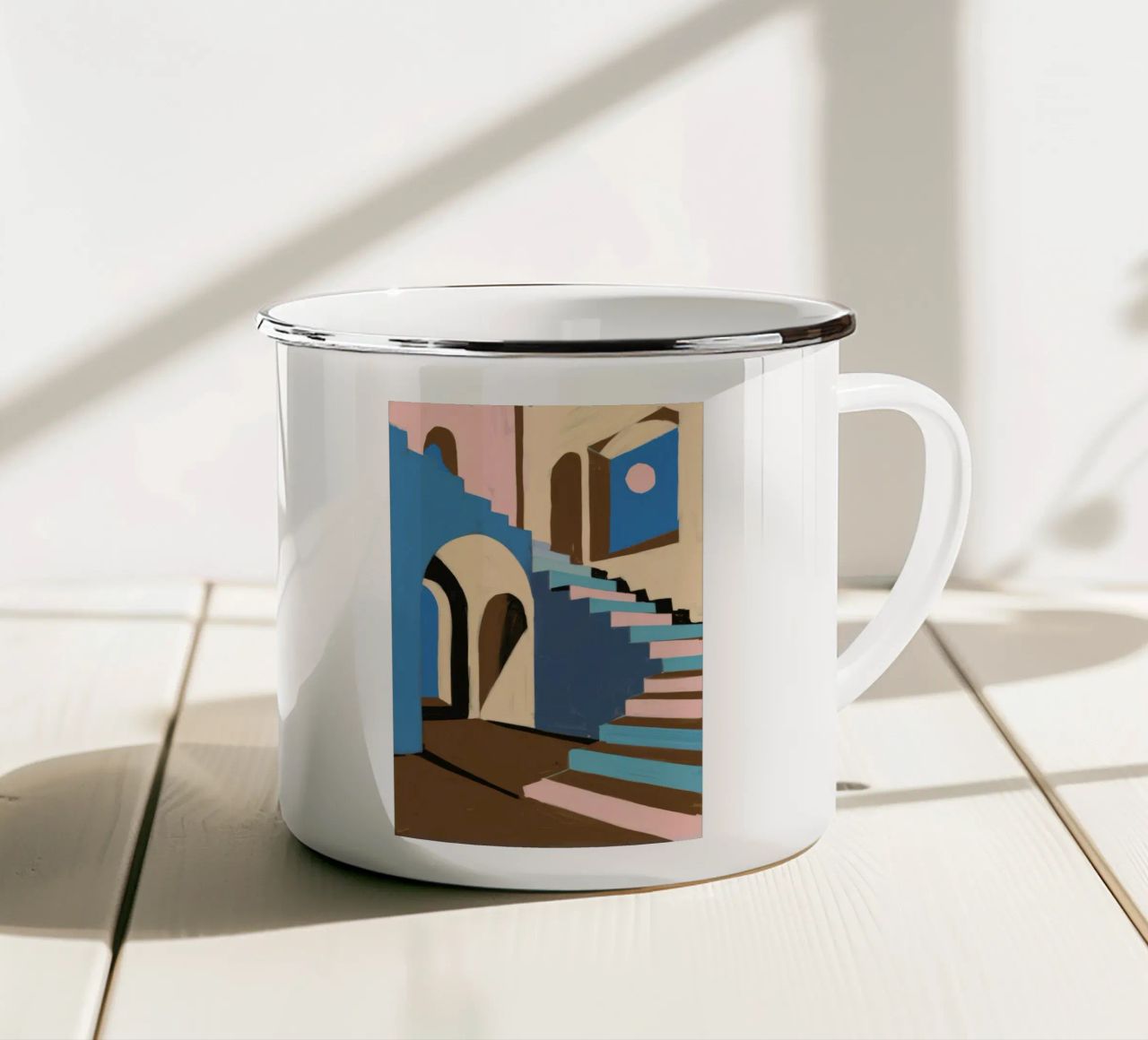 Sogni di scale azzurre tazza in smalto da Ember Stone