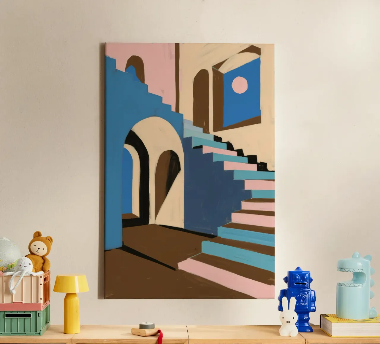 Sogni di scale azzurre tela con Cornice a cassetta da Ember Stone
